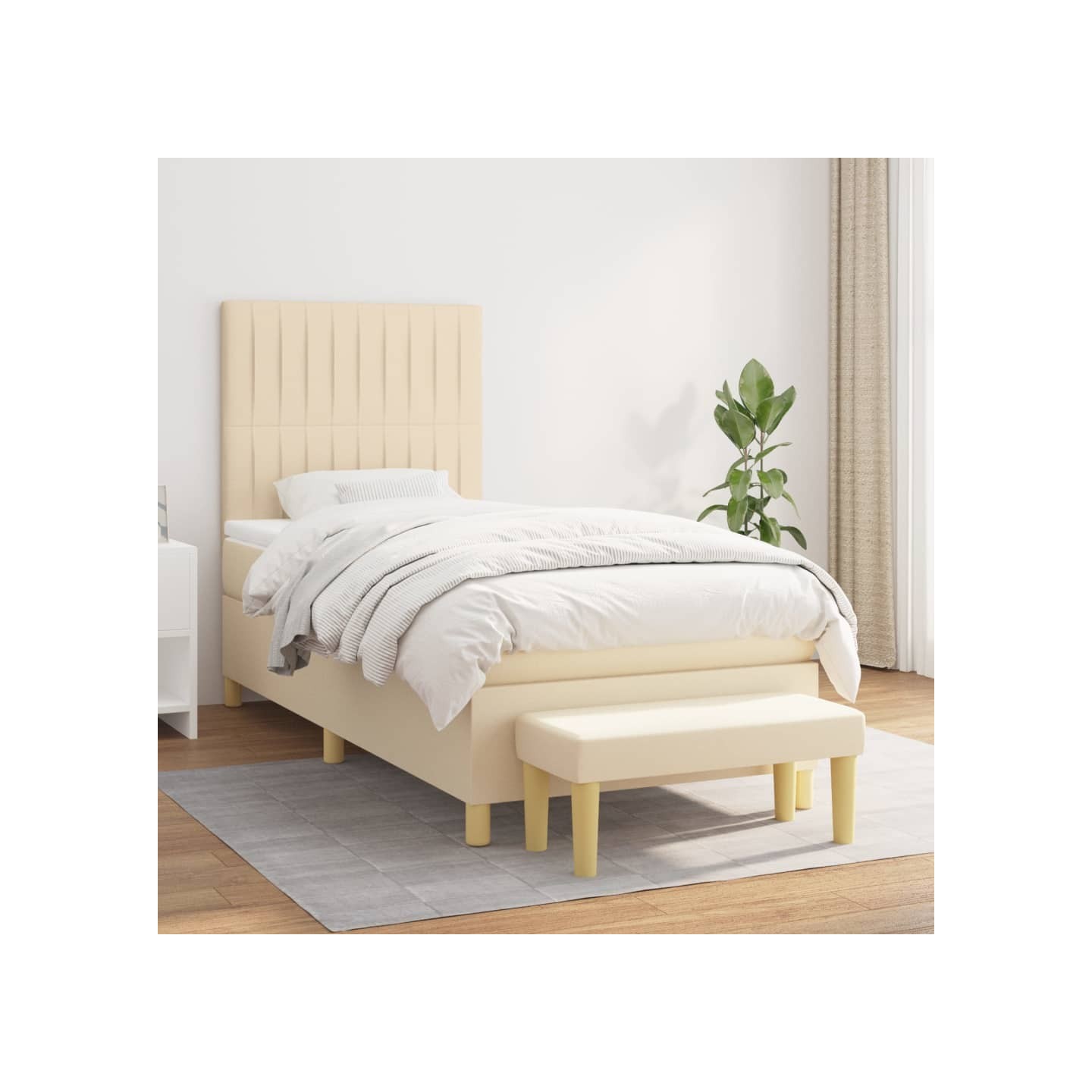 Sommier à lattes de lit avec matelas Crème 100x200 cm Tissu