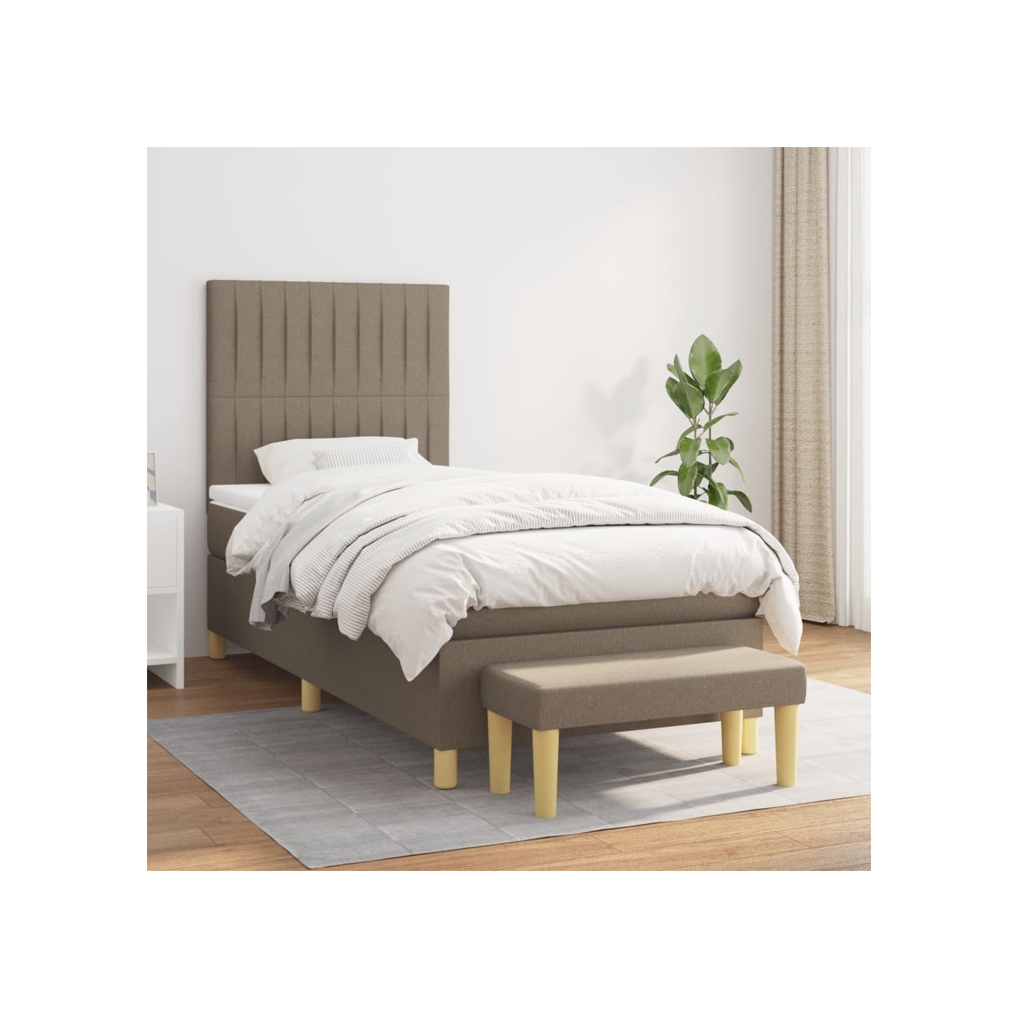 Sommier à lattes de lit avec matelas Taupe 90x200 cm Tissu