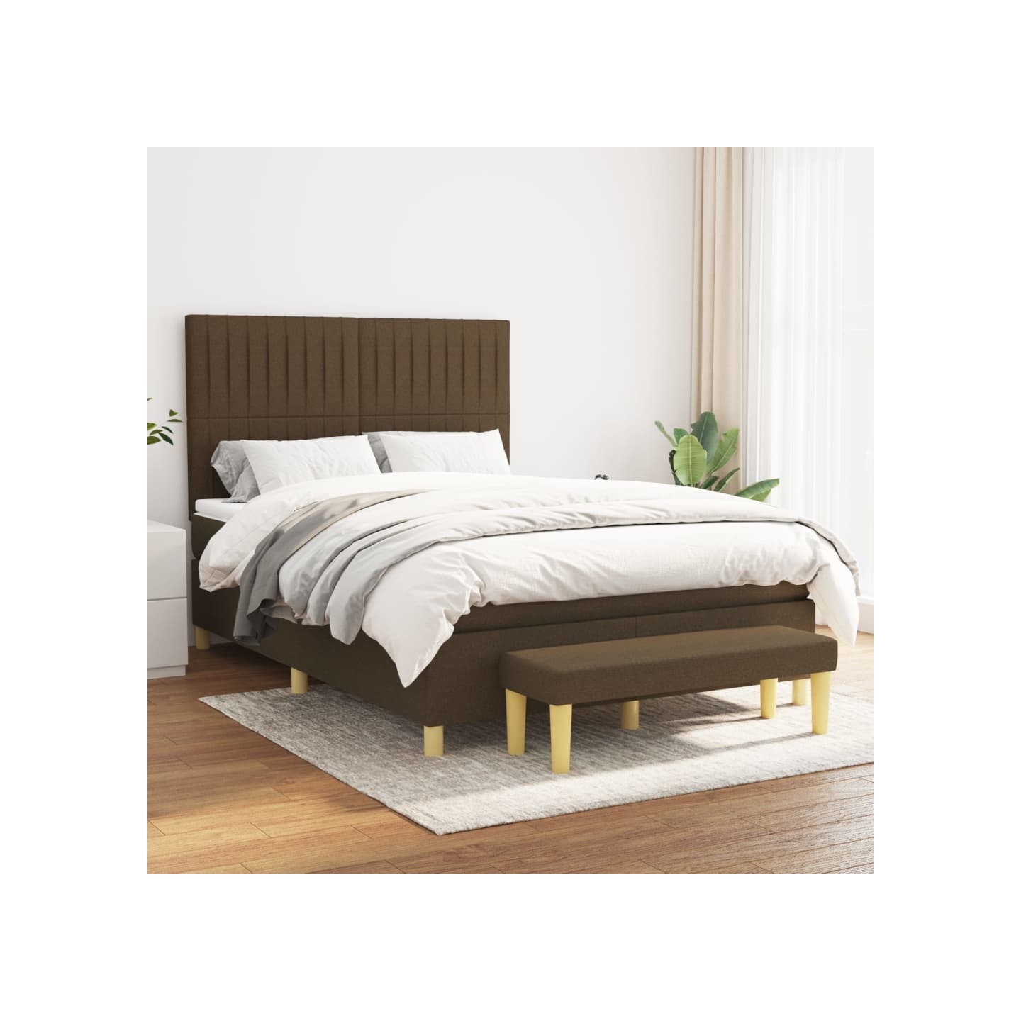 Sommier à lattes de lit avec matelas Marron foncé 140x190 cm