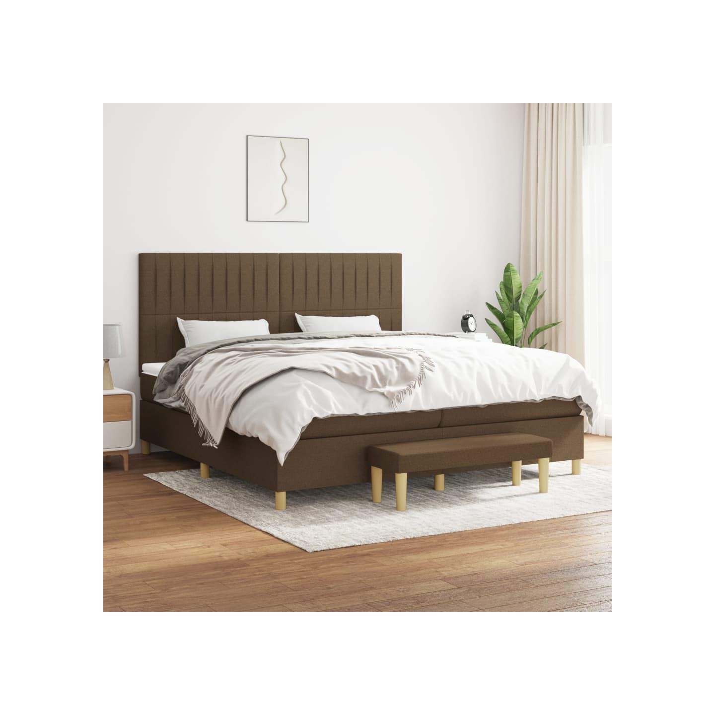 Sommier à lattes de lit avec matelas Marron foncé 200x200 cm