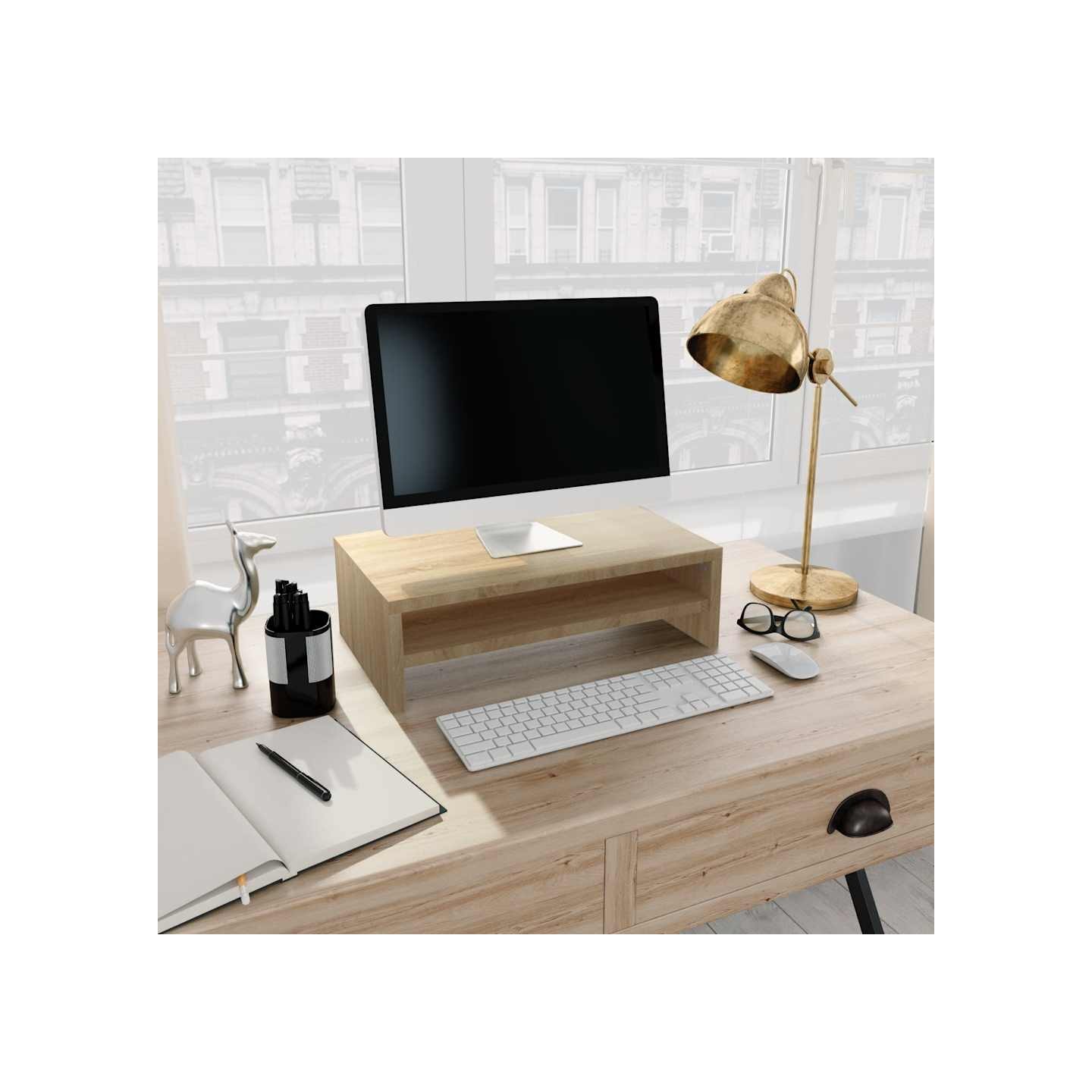Support de moniteur Chêne sonoma 42x24x13 cm Bois d’ingénierie
