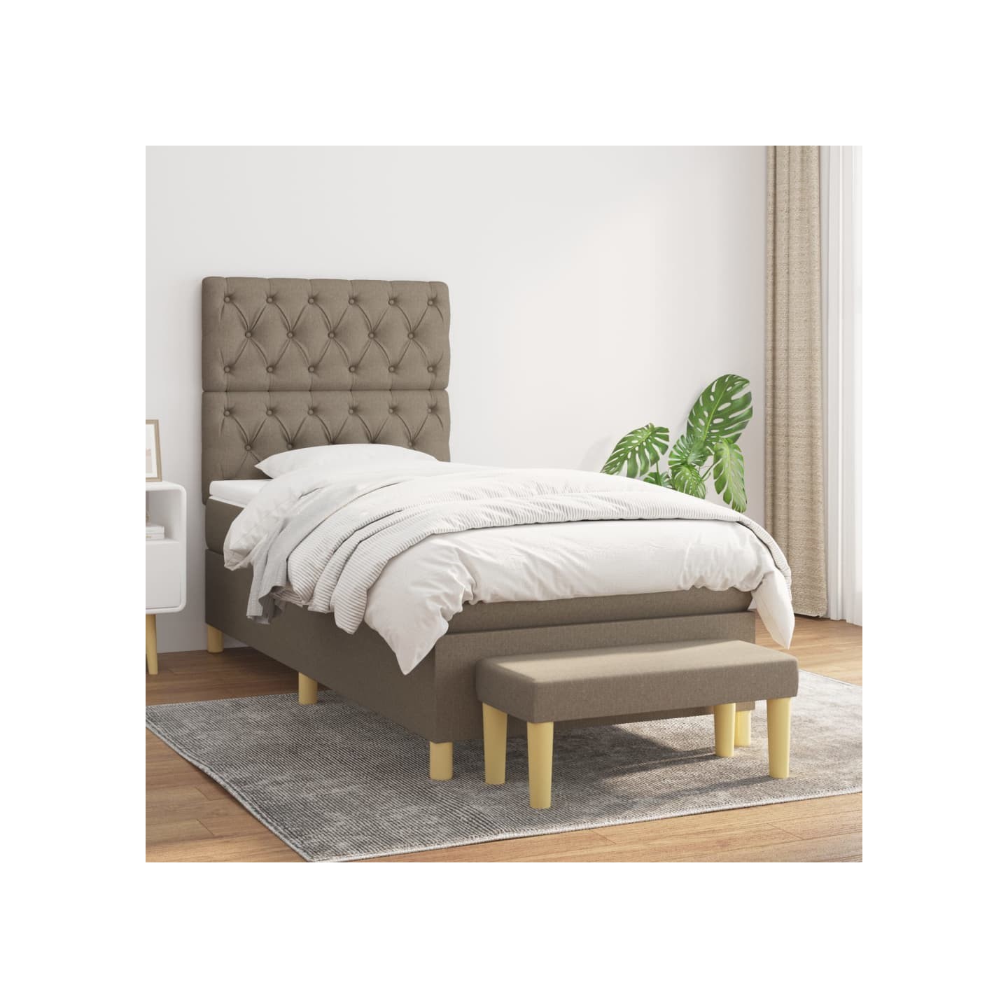 Sommier à lattes de lit avec matelas Taupe 80x200 cm Tissu