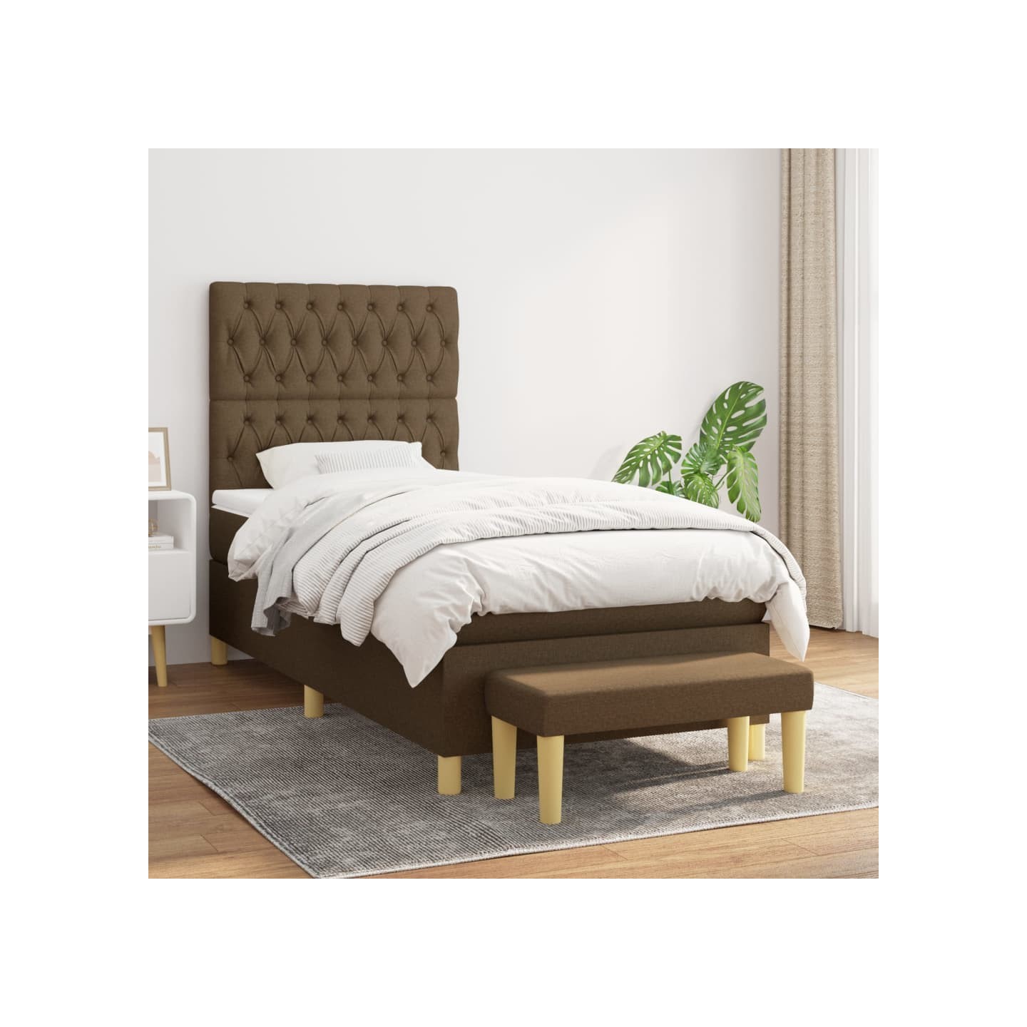 Sommier à lattes de lit avec matelas Marron foncé 90x190 cm