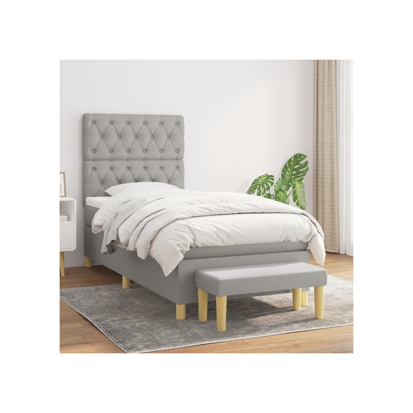 Sommier à lattes de lit avec matelas Gris clair 80x200 cm Tissu
