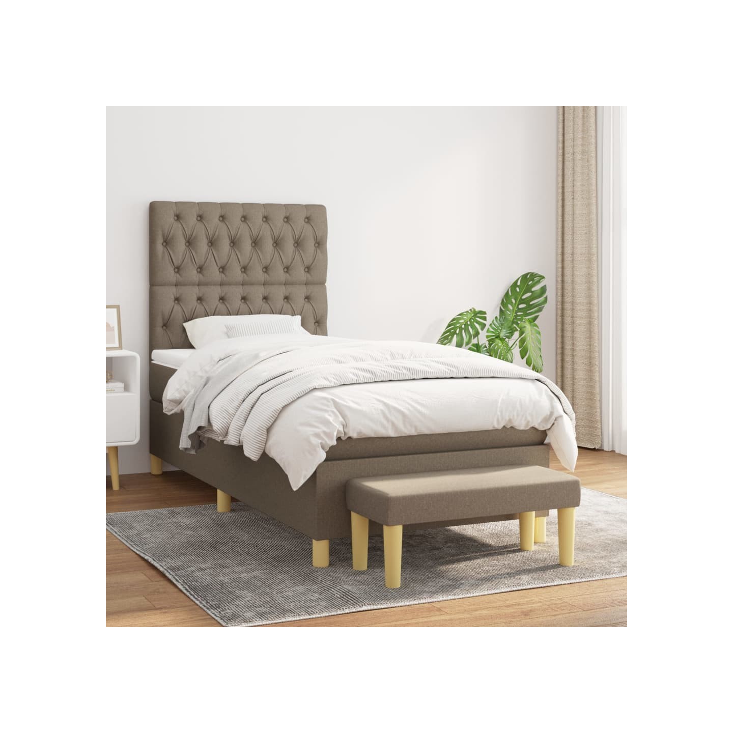 Sommier à lattes de lit avec matelas Taupe 90x190 cm Tissu