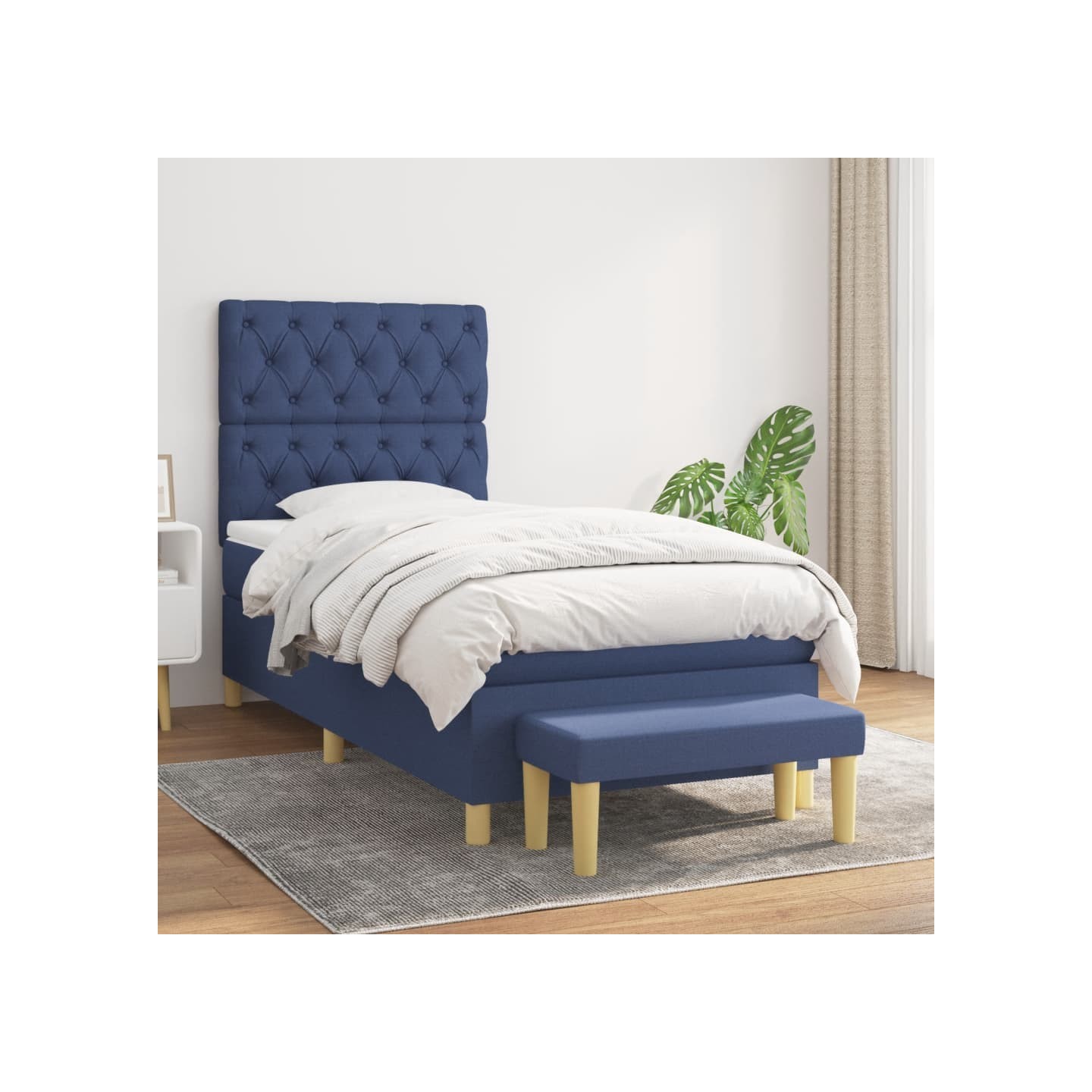 Sommier à lattes de lit avec matelas Bleu 80x200 cm Tissu