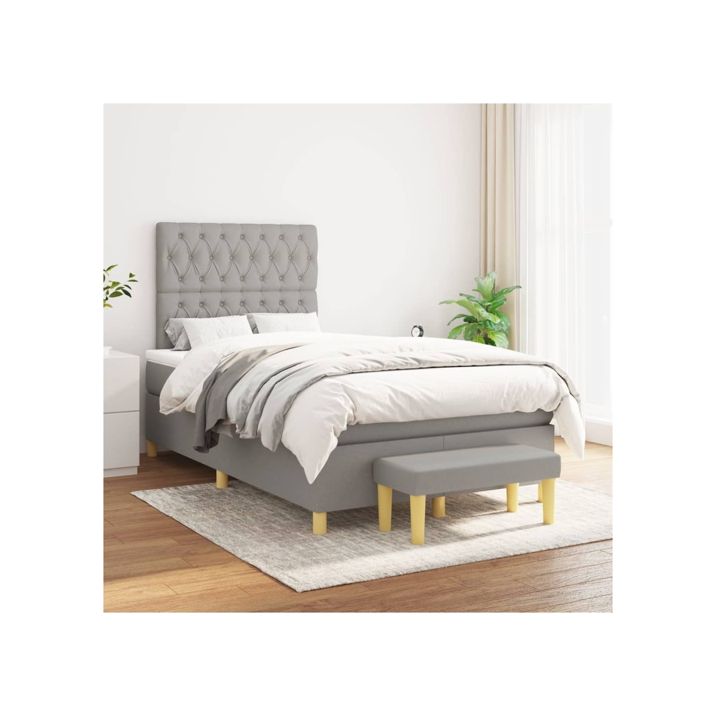 Sommier à lattes de lit avec matelas Gris clair 120x200cm Tissu
