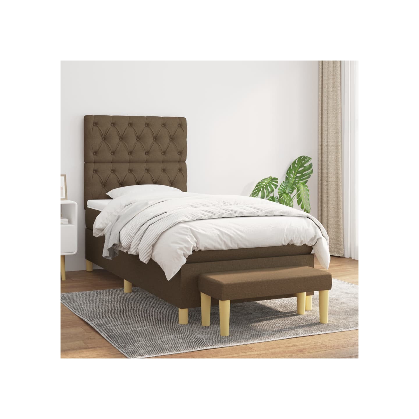 Sommier à lattes de lit avec matelas Marron foncé 80x200 cm
