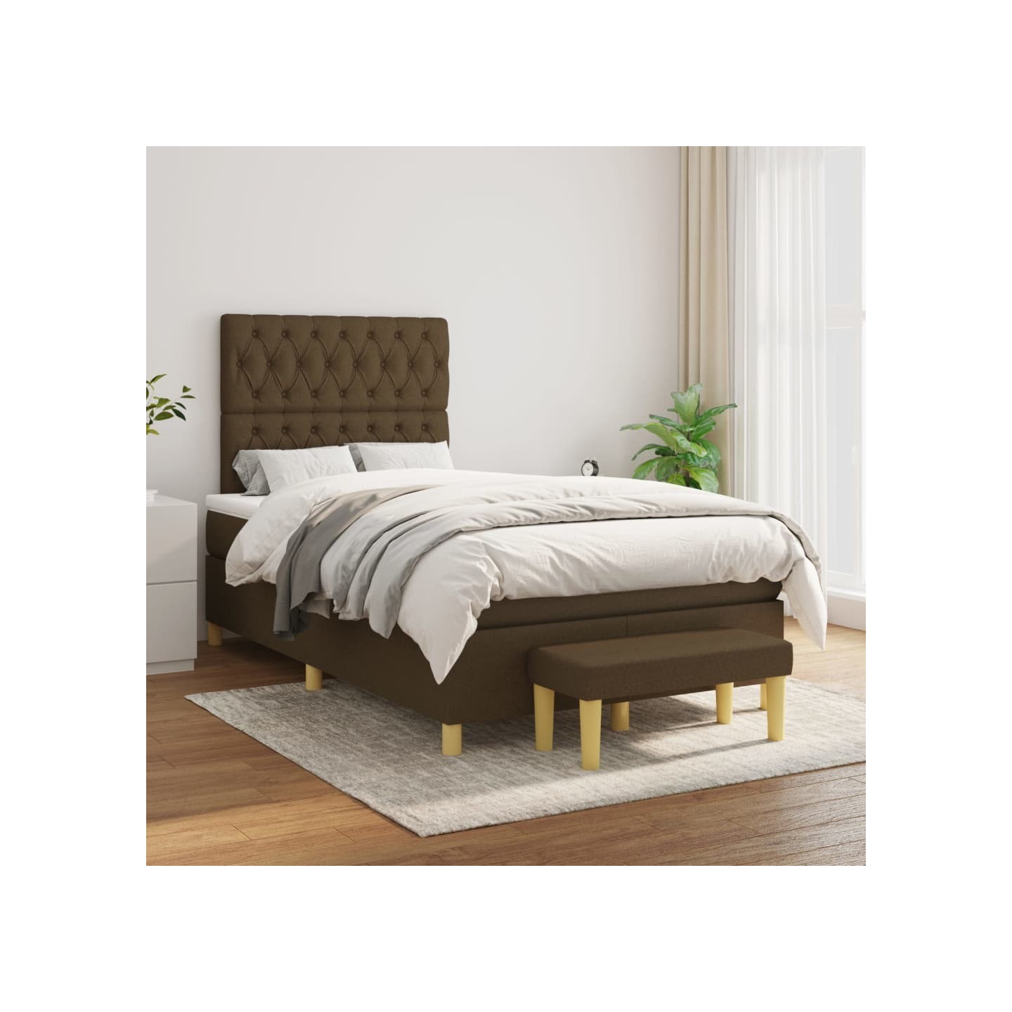 Sommier à lattes de lit avec matelas Marron foncé 120x200 cm