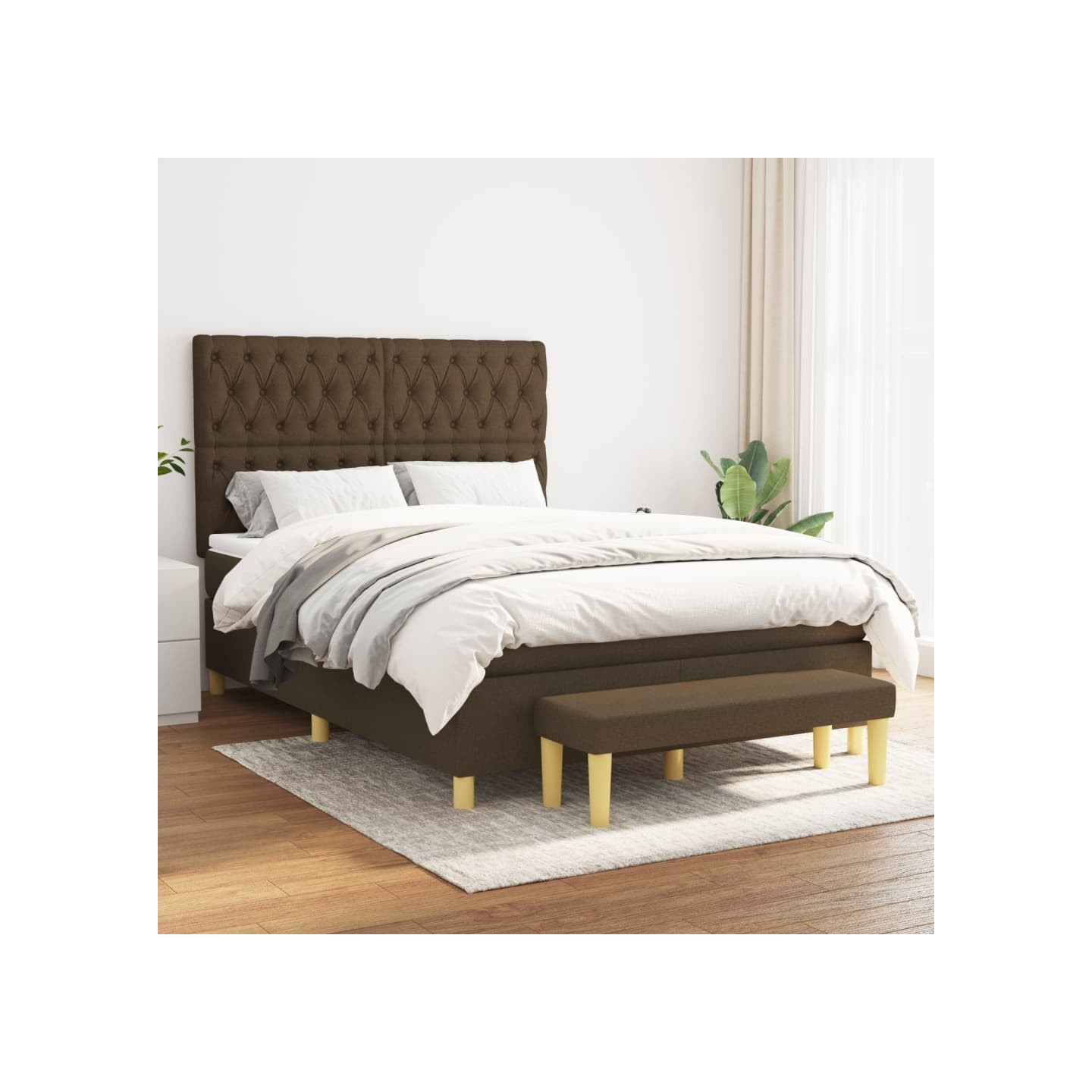 Sommier à lattes de lit avec matelas Marron foncé 140x190 cm