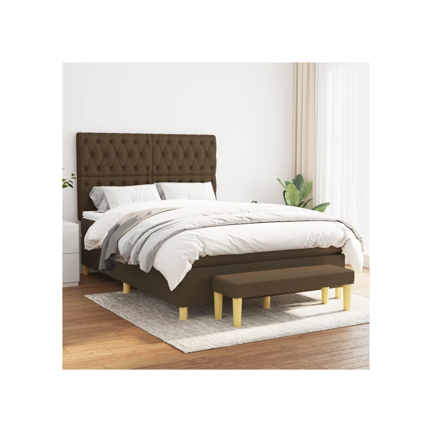 Sommier à lattes de lit avec matelas Marron foncé 140x200 cm