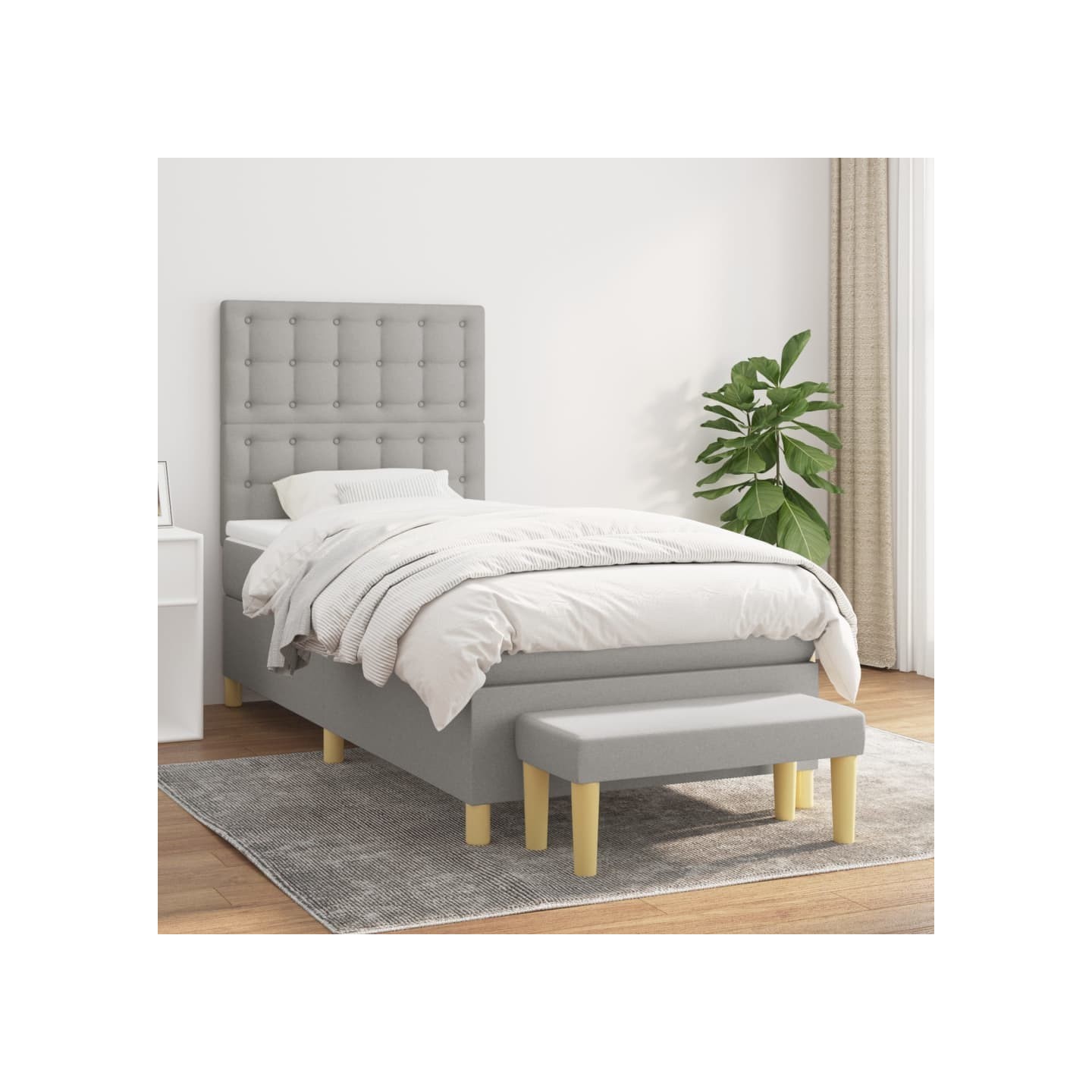 Sommier à lattes de lit avec matelas Gris clair 80x200 cm Tissu