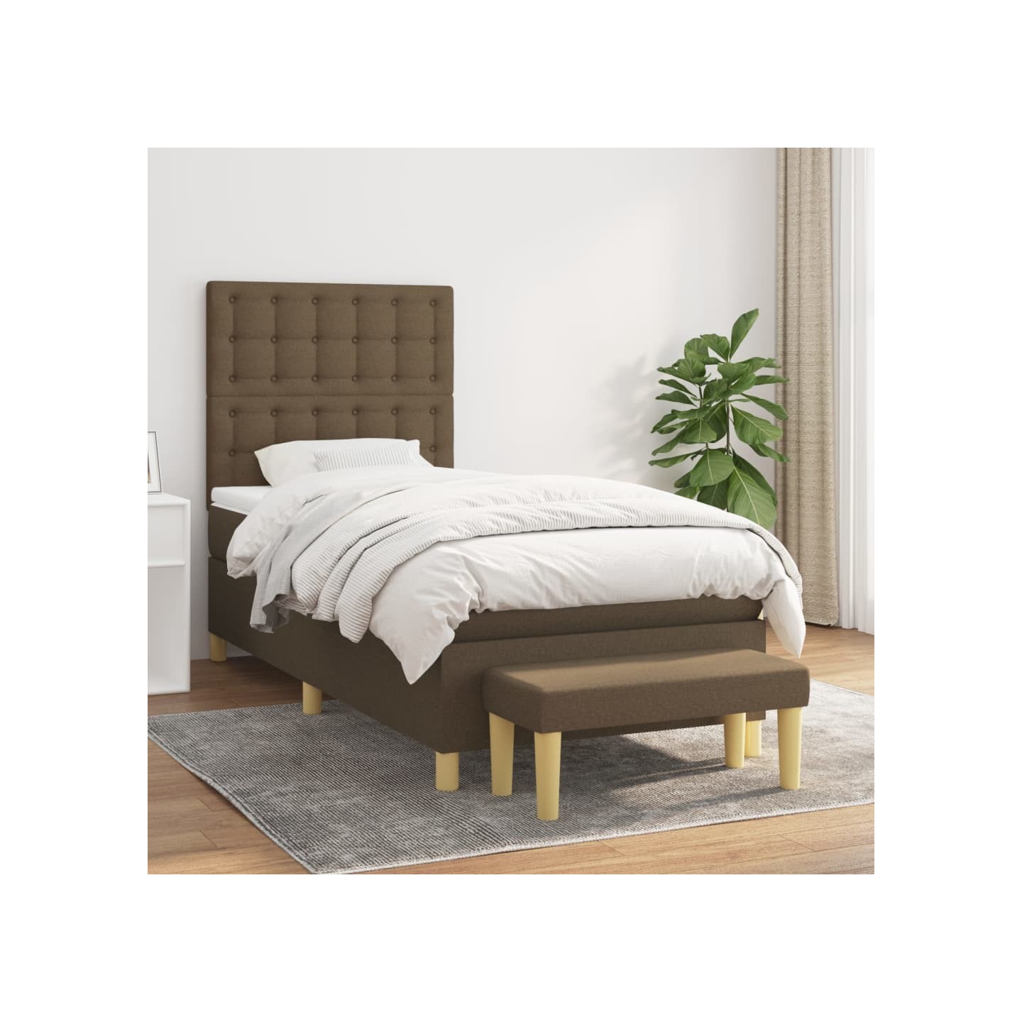 Sommier à lattes de lit avec matelas Marron foncé 100x200 cm