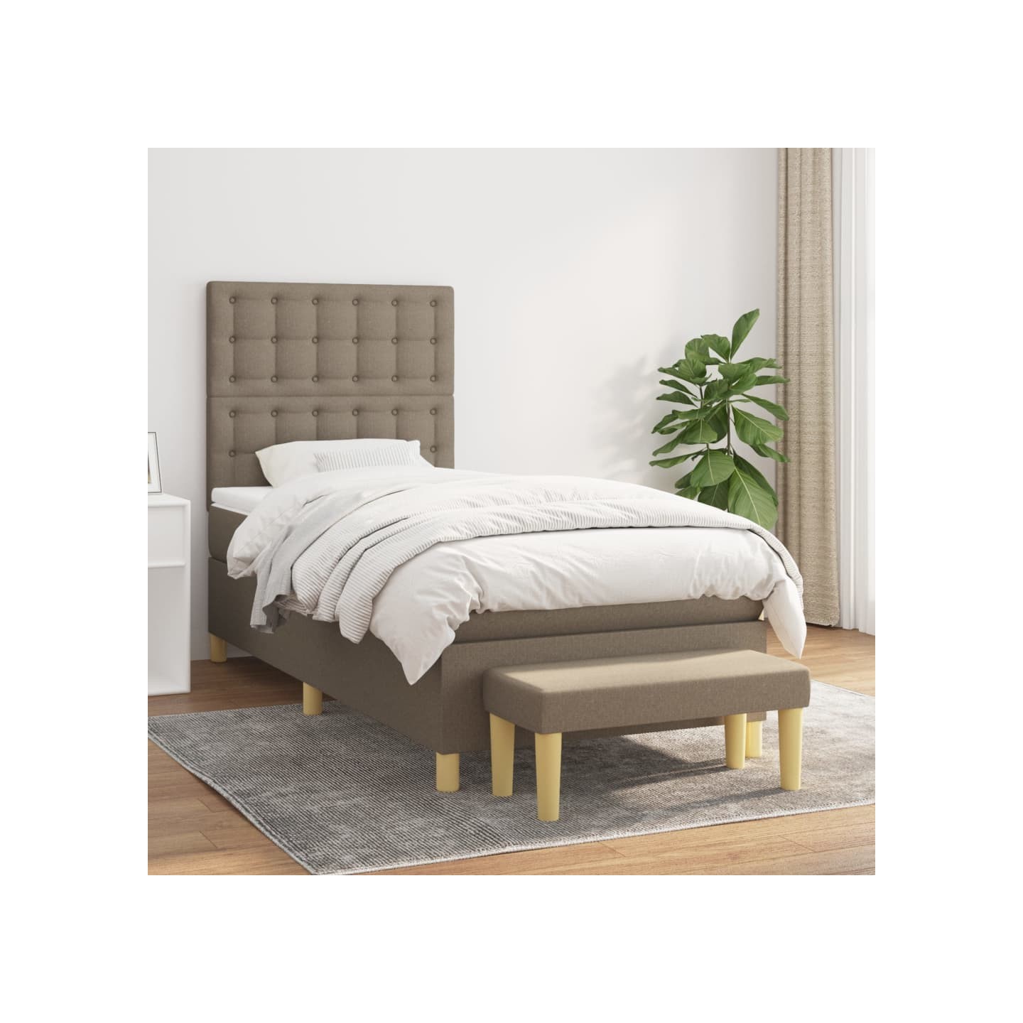 Sommier à lattes de lit avec matelas Taupe 100x200 cm Tissu