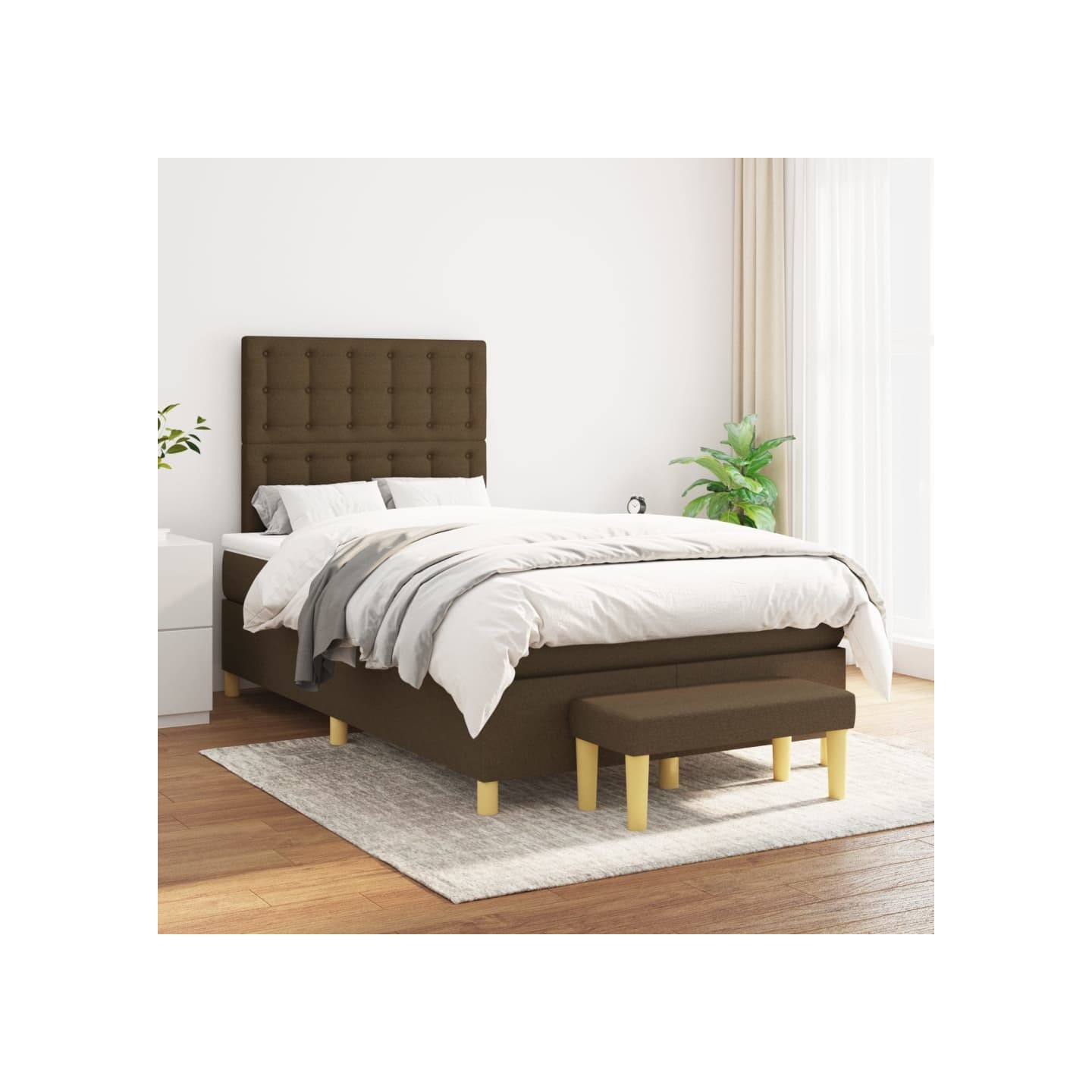 Sommier à lattes de lit avec matelas Marron foncé 120x200 cm