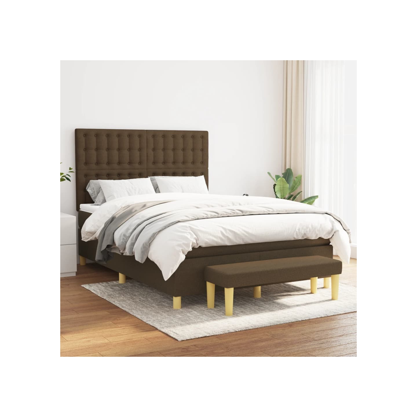 Sommier à lattes de lit avec matelas Marron foncé 140x200 cm