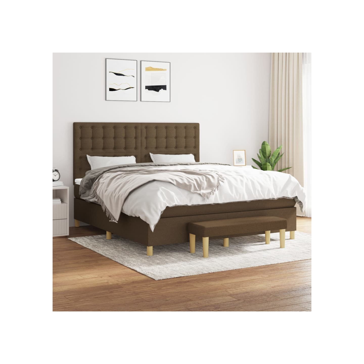 Sommier à lattes de lit avec matelas Marron foncé 180x200 cm