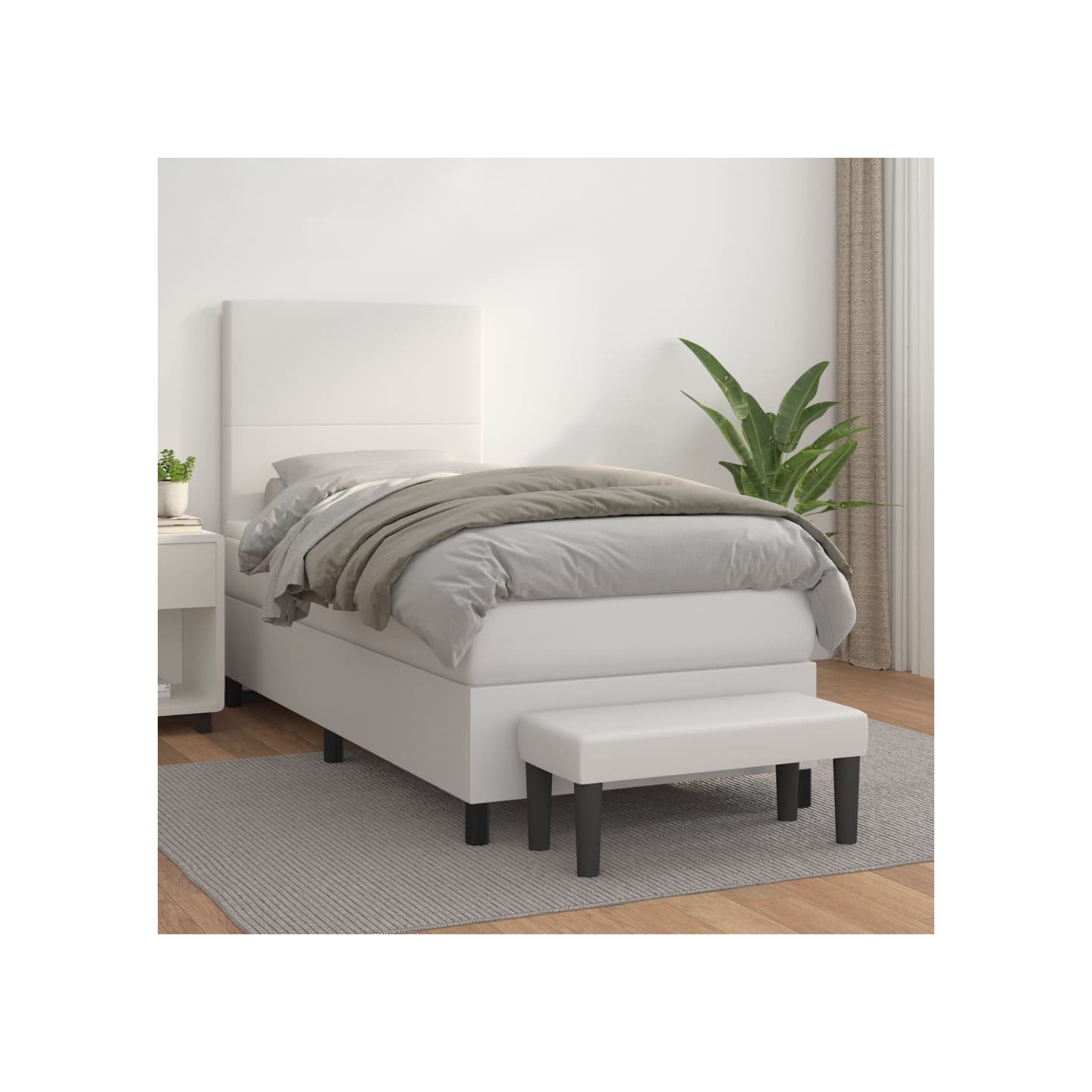 Sommier à lattes de lit avec matelas Blanc 80x200 cm Similicuir