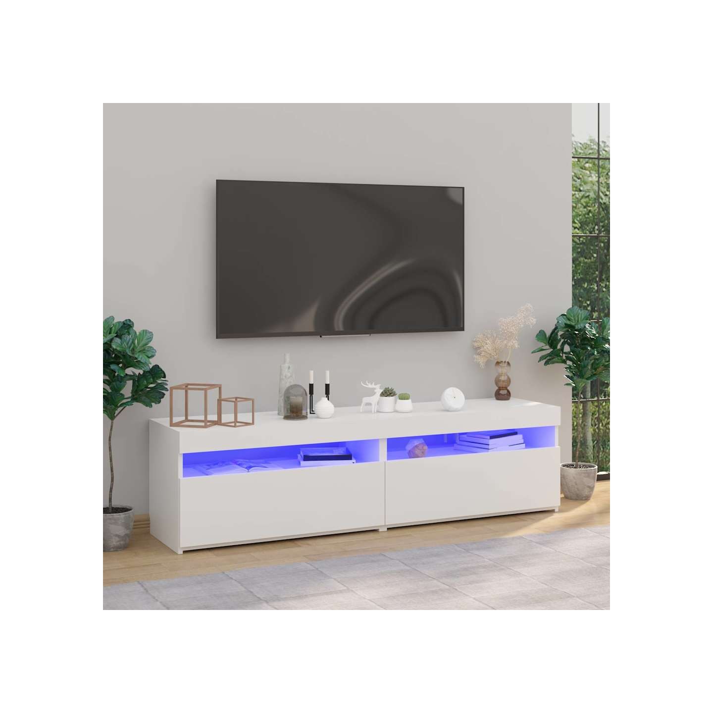 Meubles TV 2 pcs avec lumières LED Blanc 75x35x40 cm