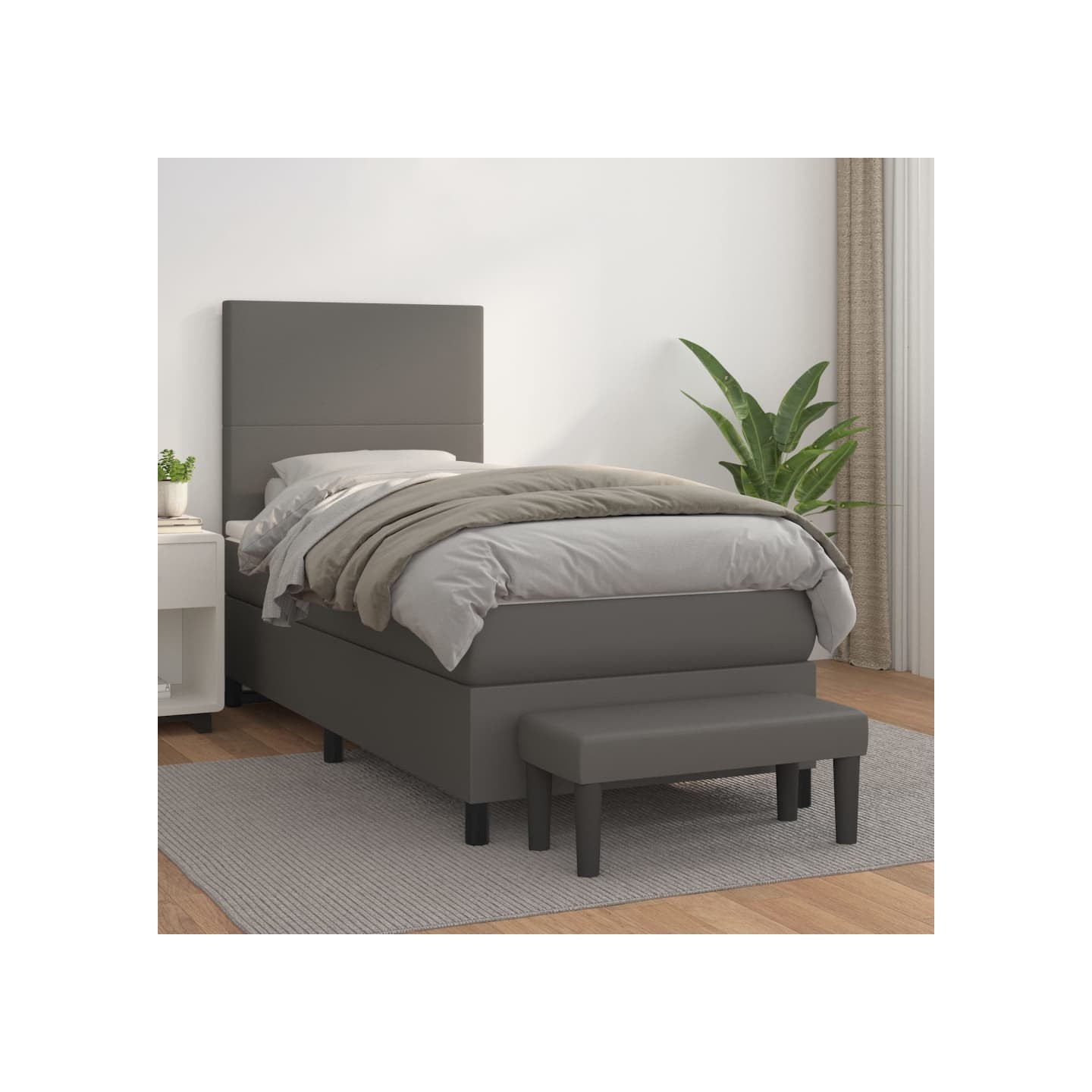 Sommier à lattes de lit avec matelas Gris 80x200 cm Similicuir