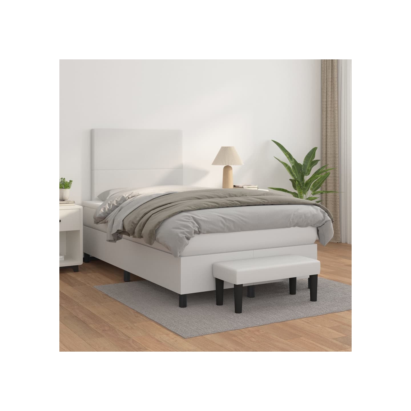 Sommier à lattes de lit avec matelas Blanc 120x200cm Similicuir