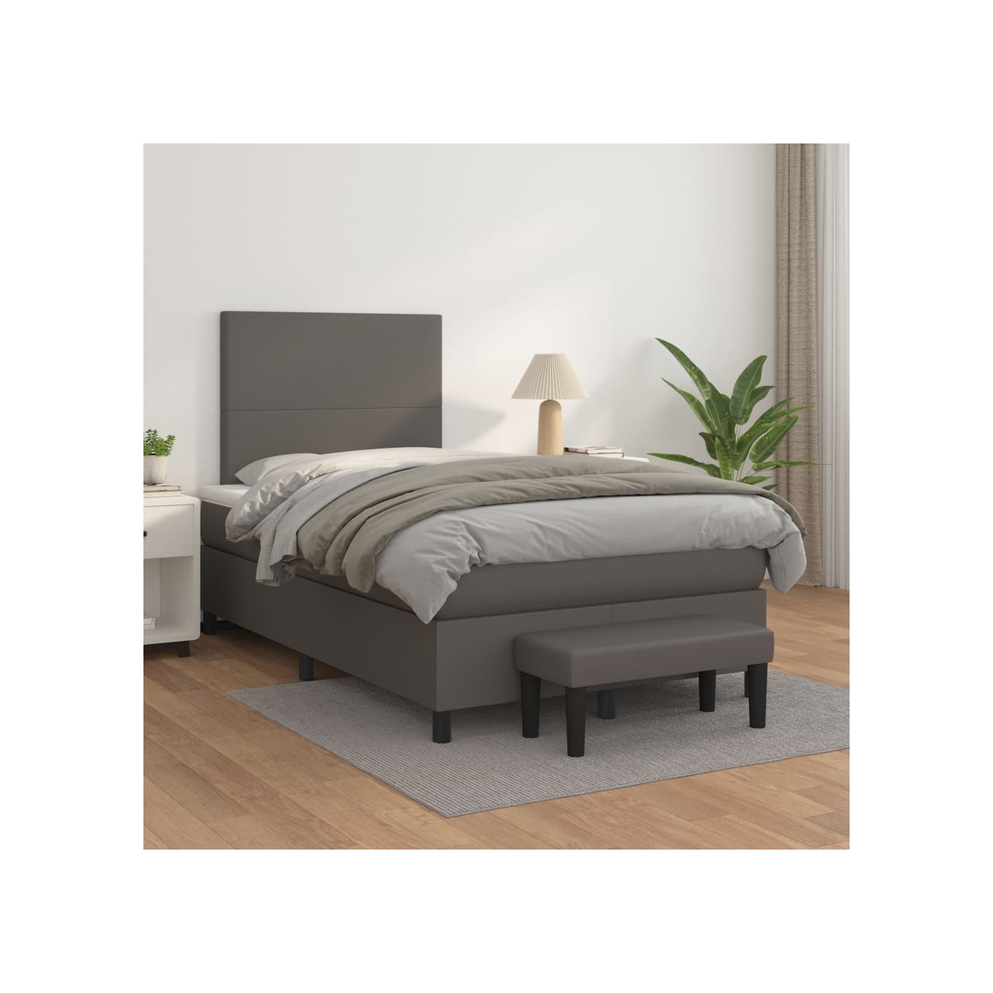 Sommier à lattes de lit avec matelas Gris 120x200 cm Similicuir