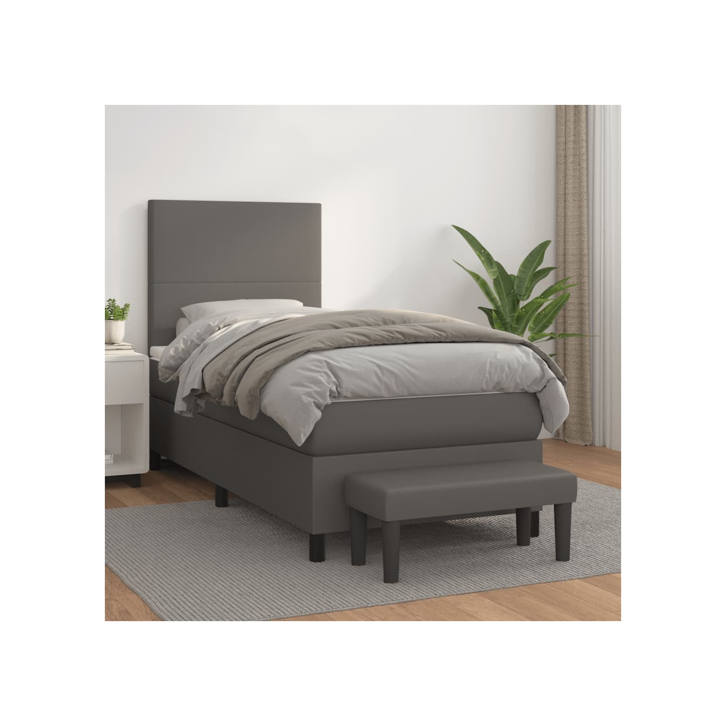 Sommier à lattes de lit avec matelas Gris 100x200 cm Similicuir