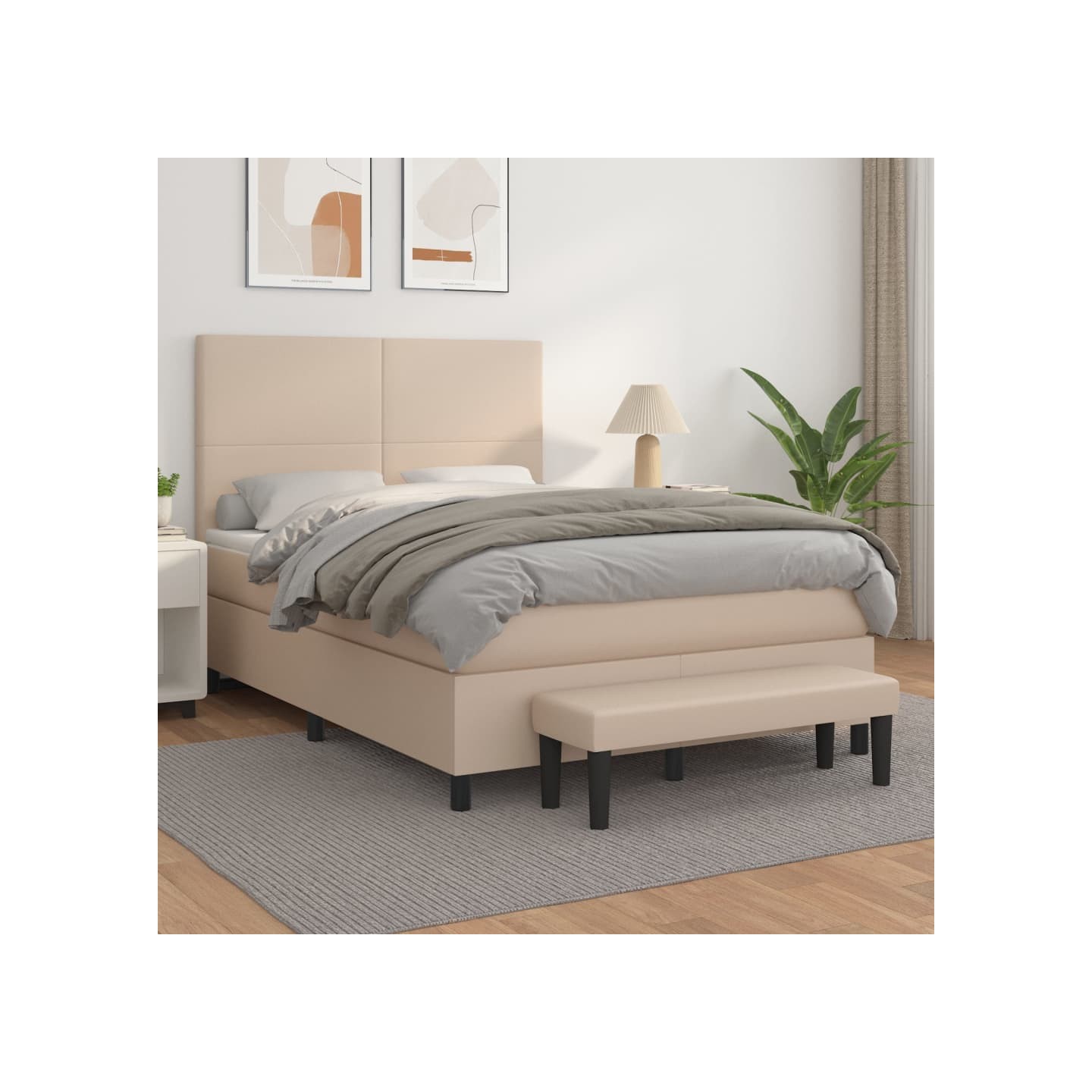 Sommier à lattes de lit avec matelas Cappuccino 140x200 cm