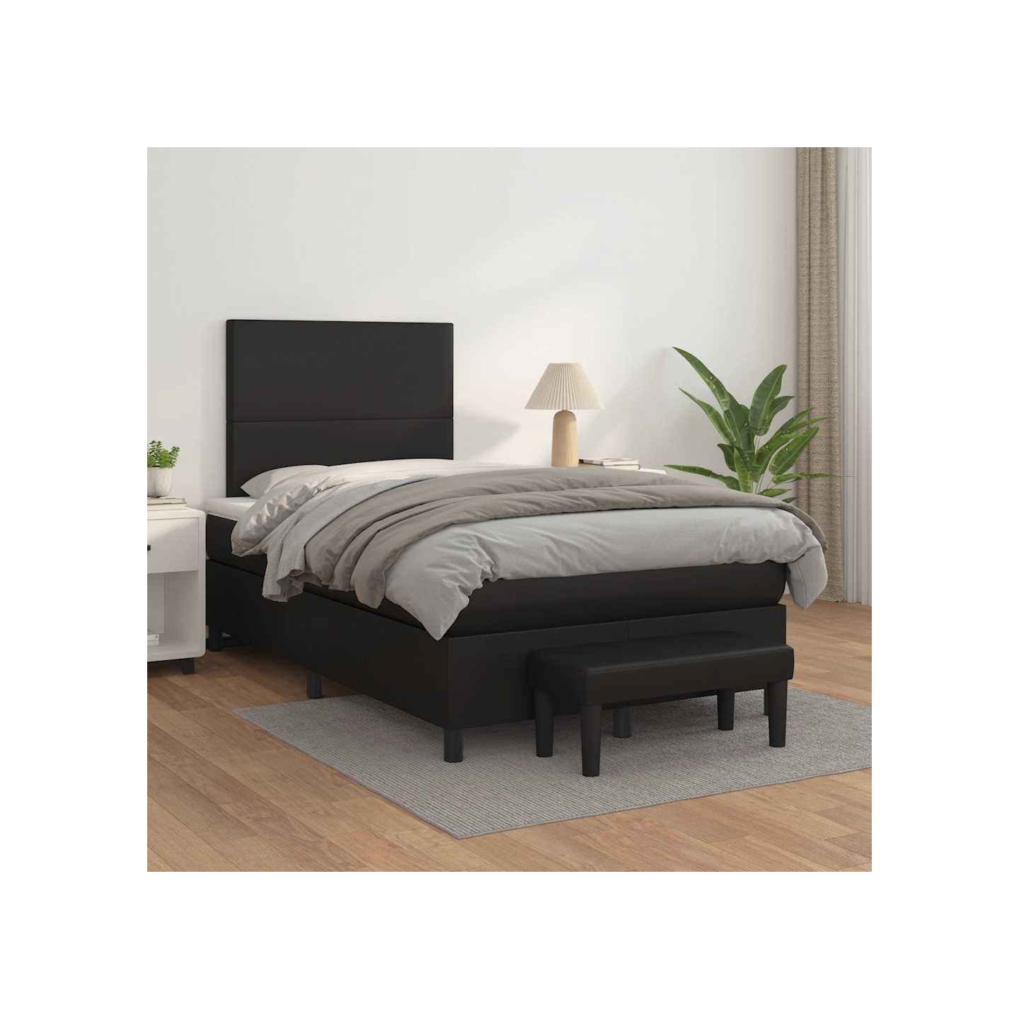 Sommier à lattes de lit matelas Noir 120x200 cm Similicuir