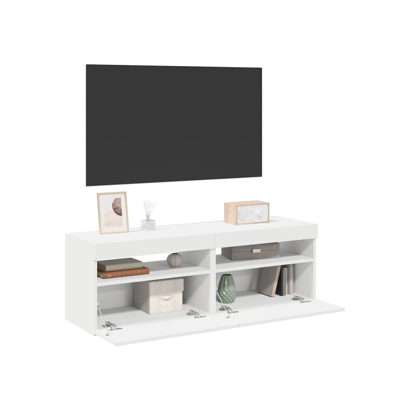 Meubles TV avec lumières LED 2 pcs Blanc 60x35x40 cm