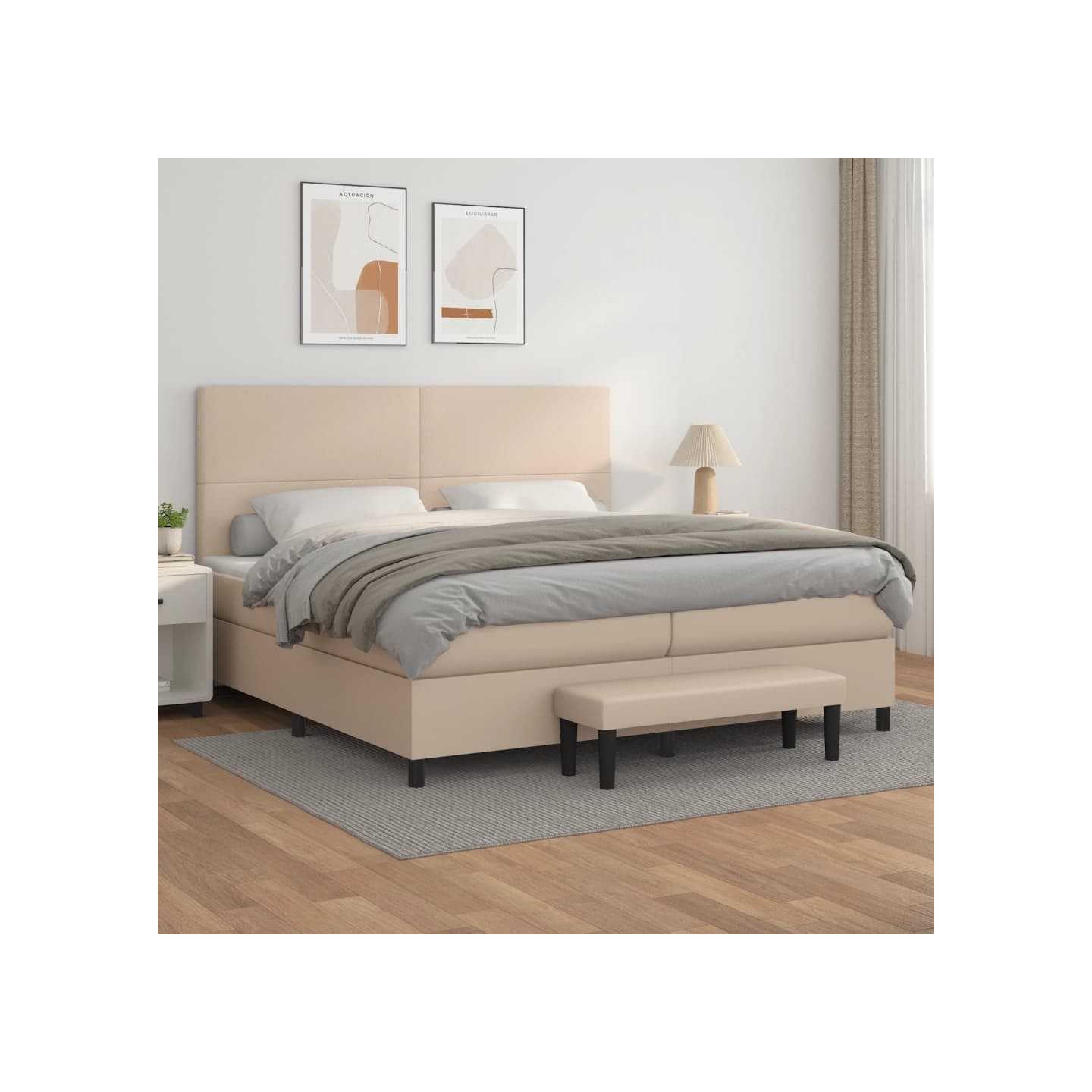 Sommier à lattes de lit avec matelas Cappuccino 200x200 cm
