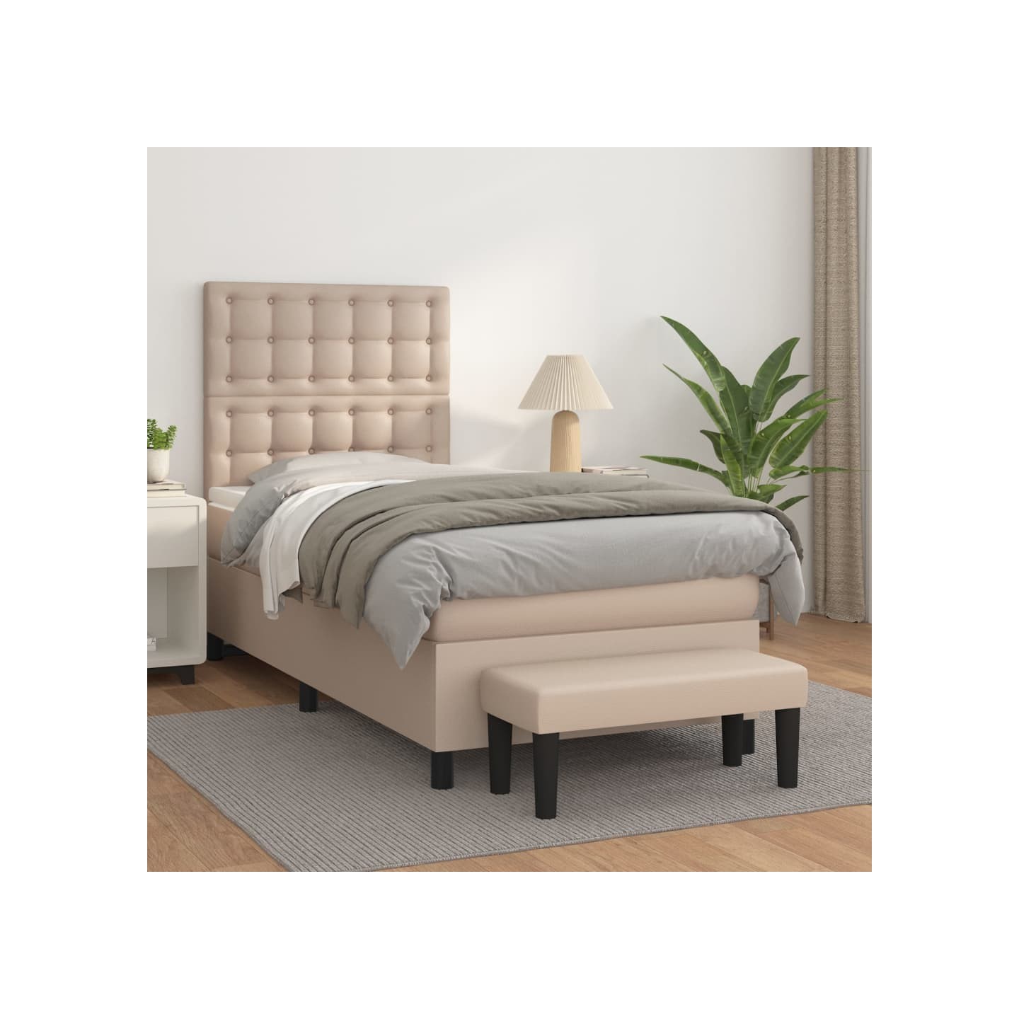 Sommier à lattes de lit avec matelas Cappuccino 80x200 cm