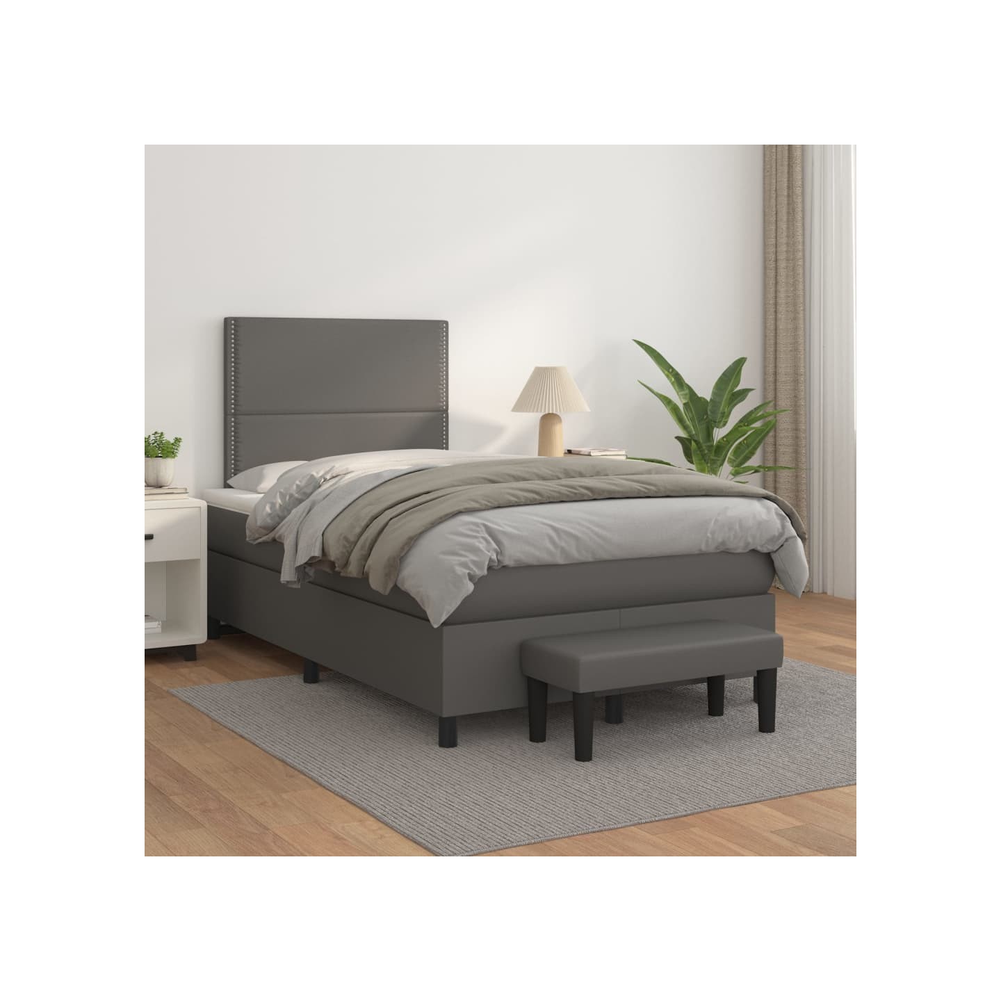 Sommier à lattes de lit avec matelas Gris 120x200 cm Similicuir
