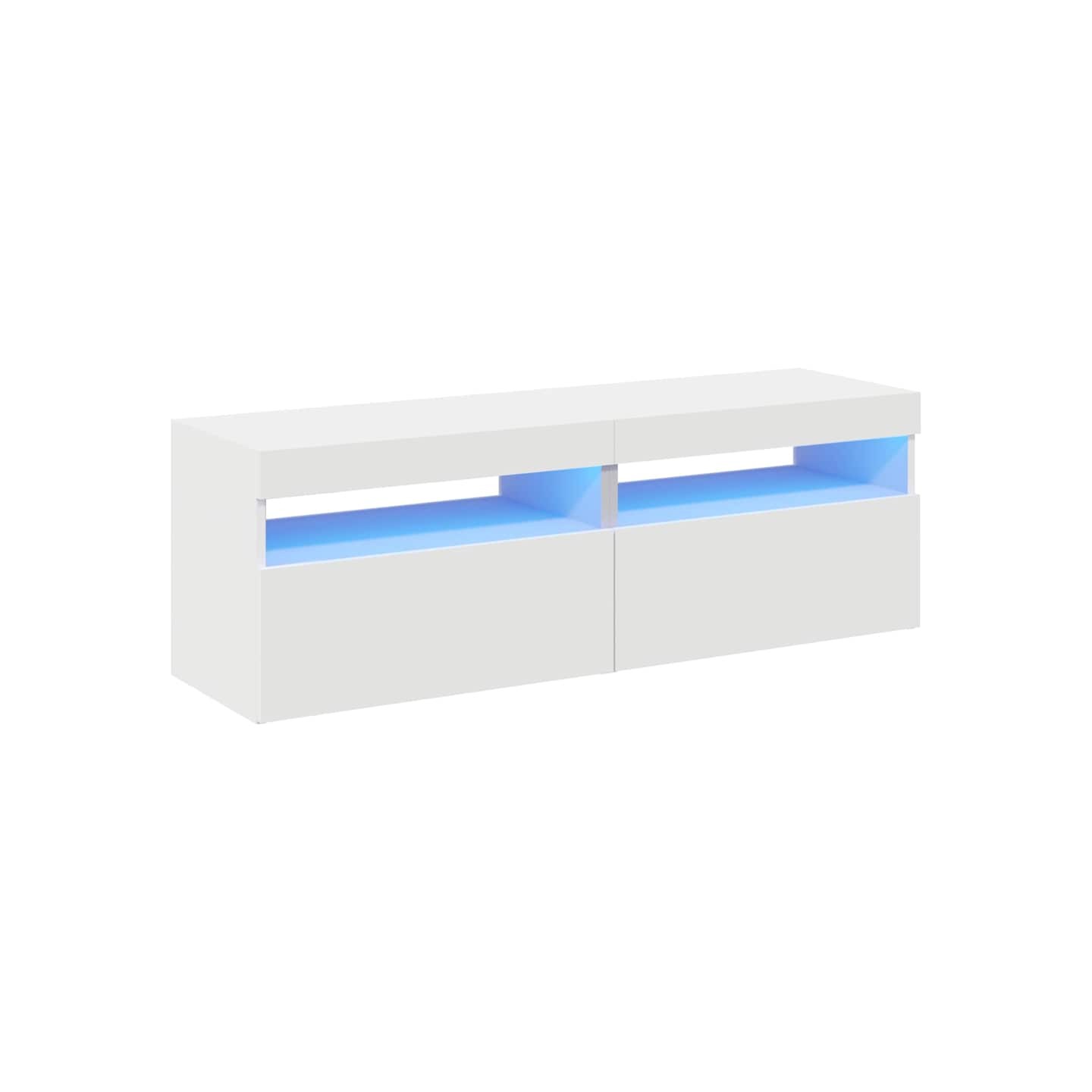 Meubles TV avec lumières LED 2 pcs Blanc 60x35x40 cm