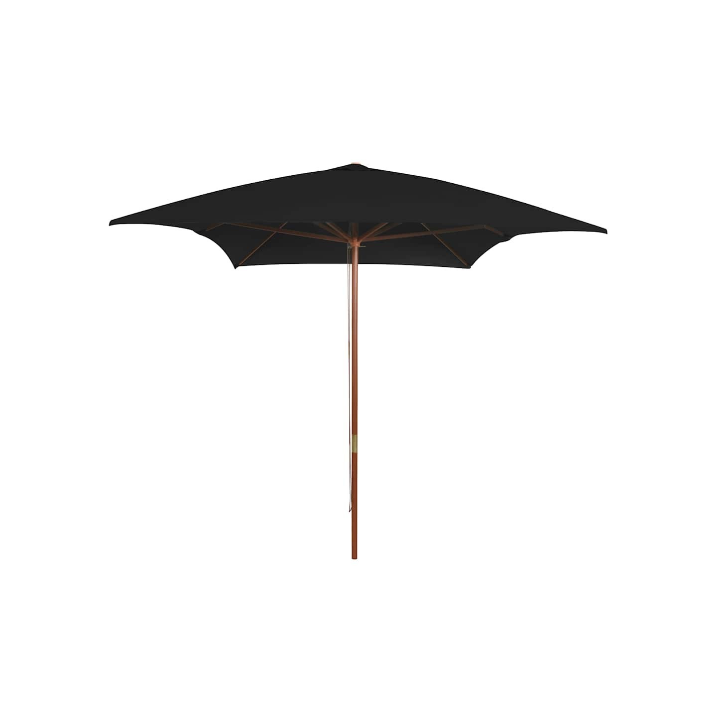 Parasol de jardin avec mât en bois noir 200x300 cm