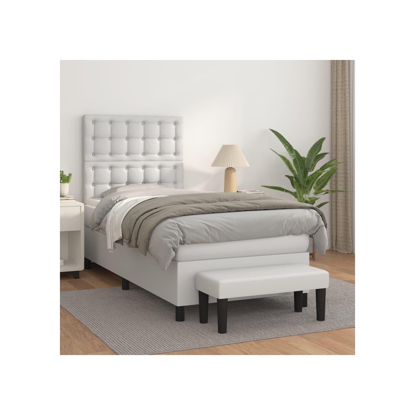 Sommier à lattes de lit avec matelas Blanc 80x200 cm Similicuir