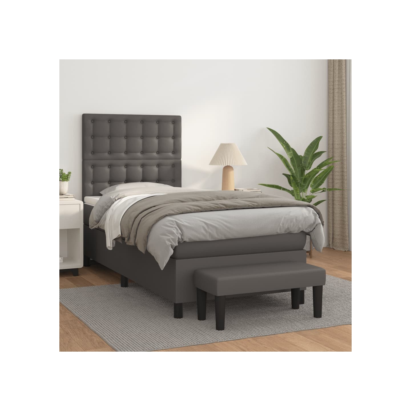 Sommier à lattes de lit avec matelas Gris 80x200 cm Similicuir