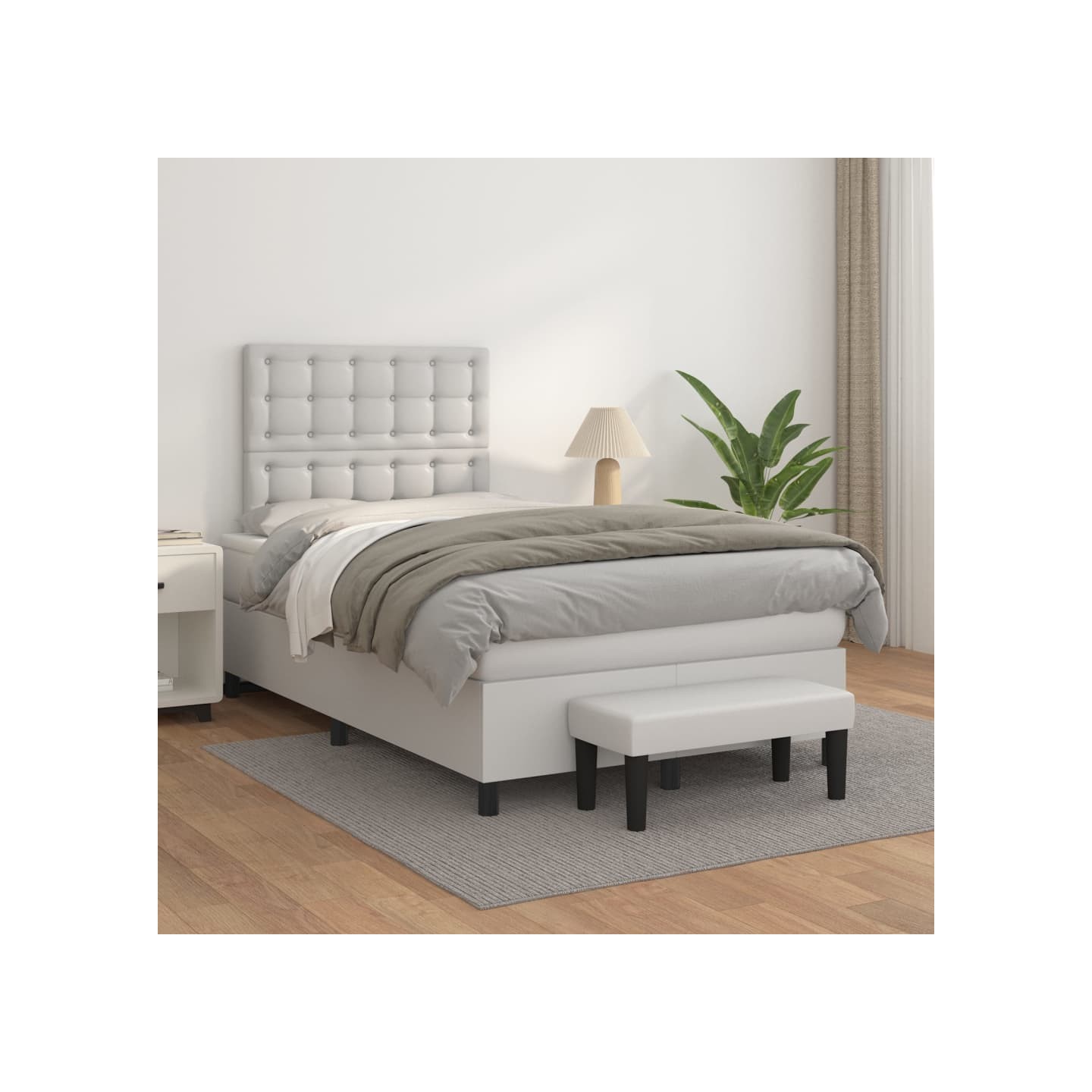 Sommier à lattes de lit avec matelas Blanc 120x200cm Similicuir