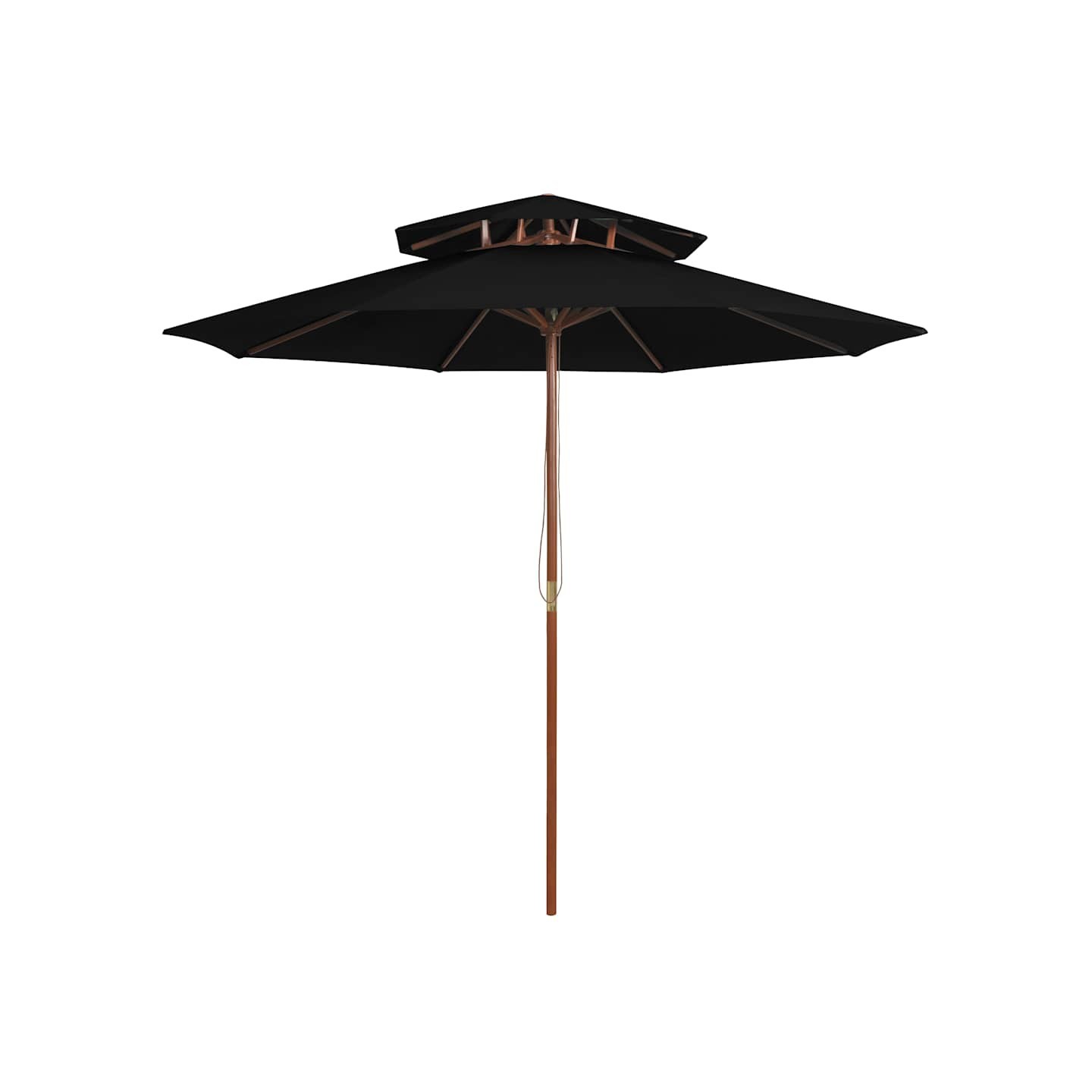 Parasol à deux étages avec mât en bois noir 270 cm