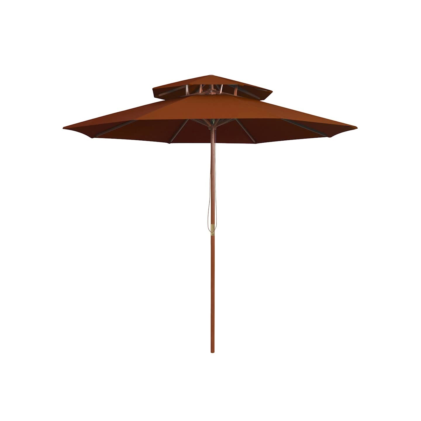Parasol à deux étages avec mât en bois terre cuite 270 cm