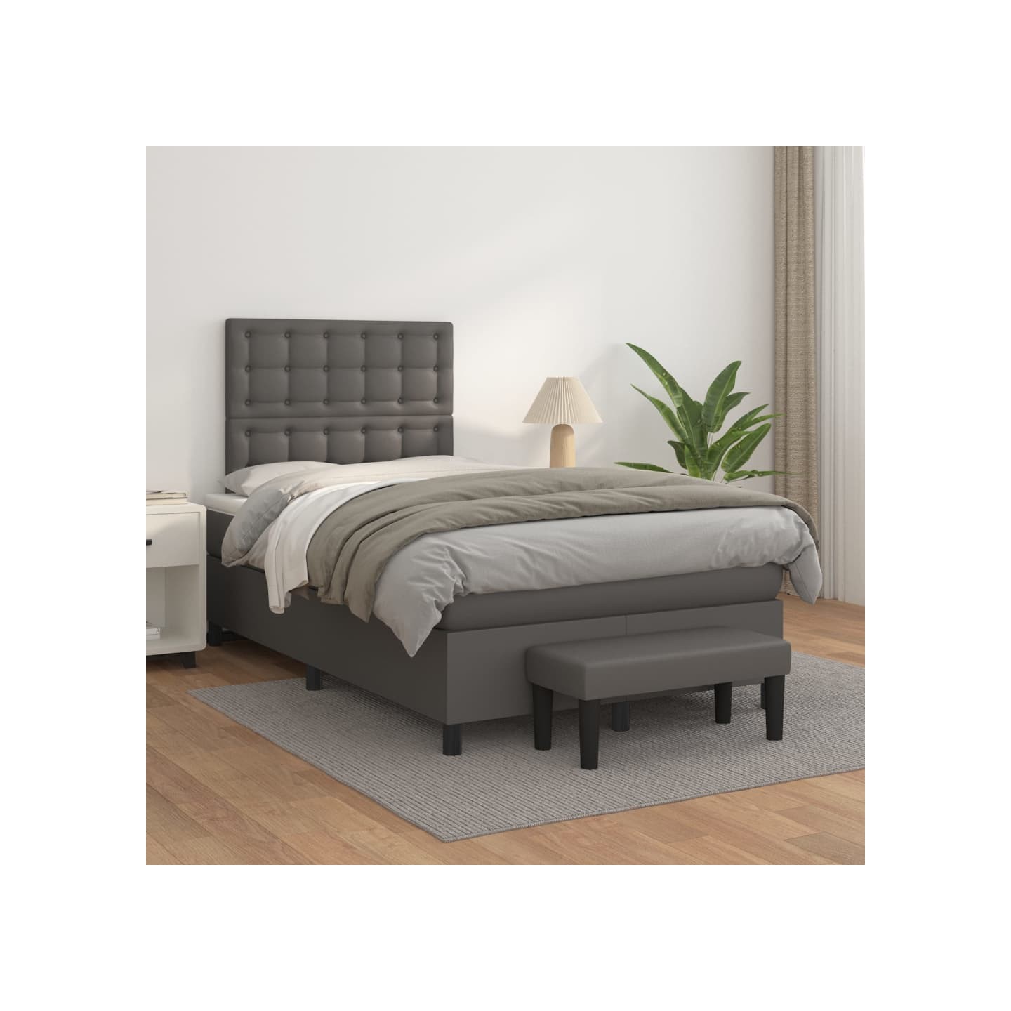 Sommier à lattes de lit avec matelas Gris 120x200 cm Similicuir