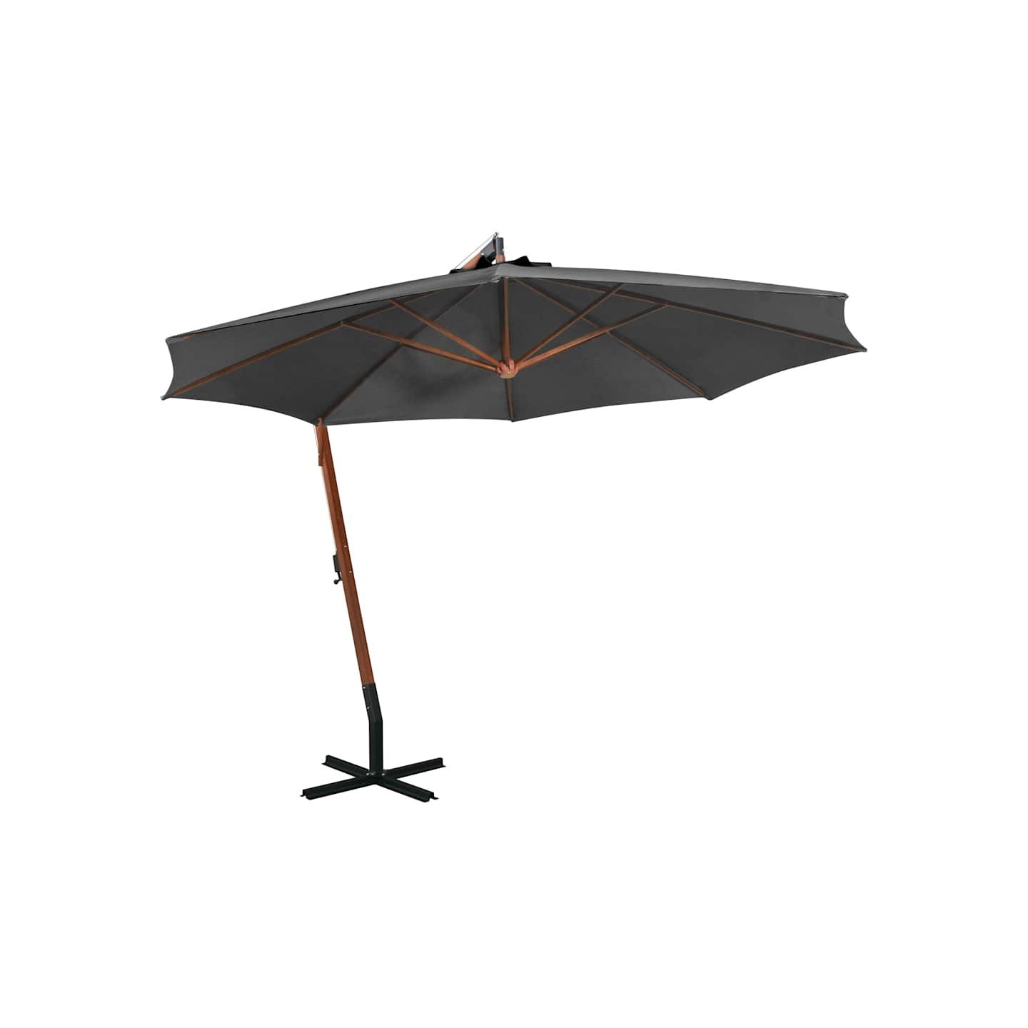 Parasol de jardin suspendu avec mât anthracite bois de sapin