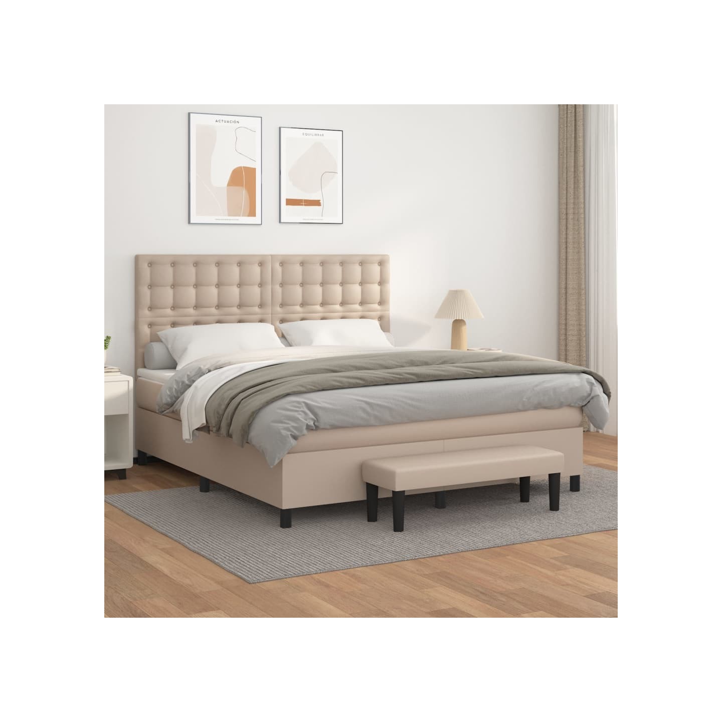 Sommier à lattes de lit avec matelas Cappuccino 180x200 cm