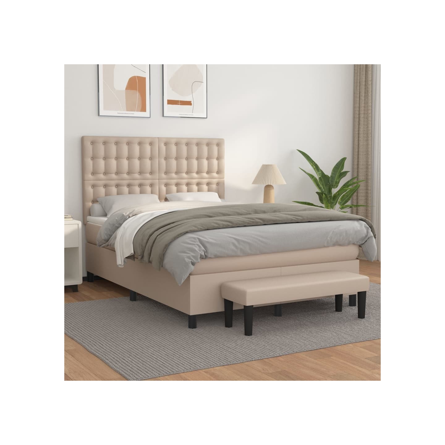 Sommier à lattes de lit avec matelas Cappuccino 140x190 cm