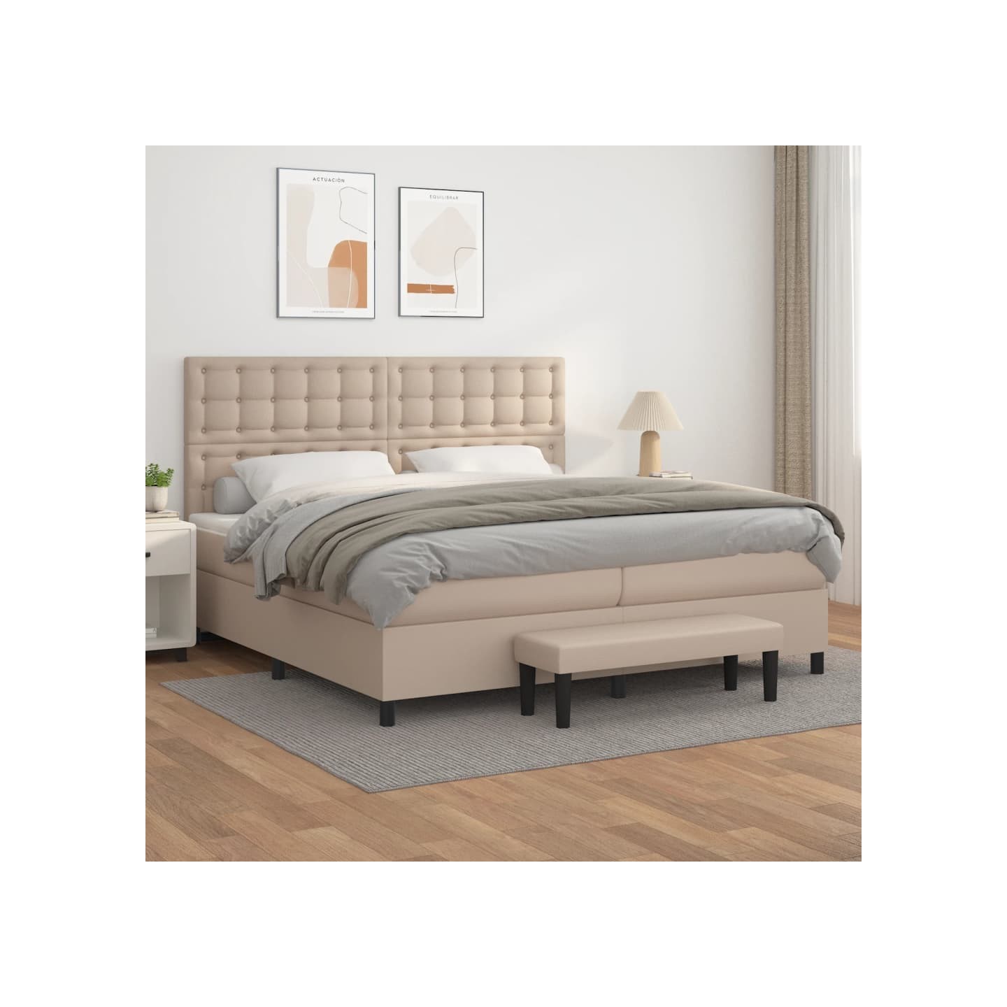 Sommier à lattes de lit avec matelas Cappuccino 200x200 cm