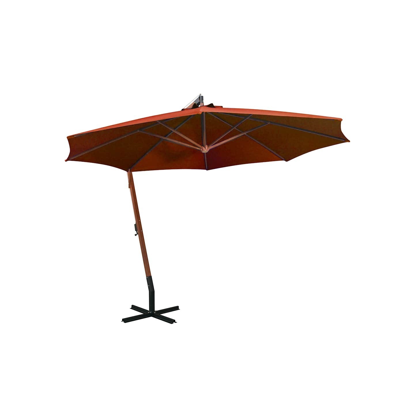 Parasol de jardin suspendu avec mât terre cuite bois de sapin
