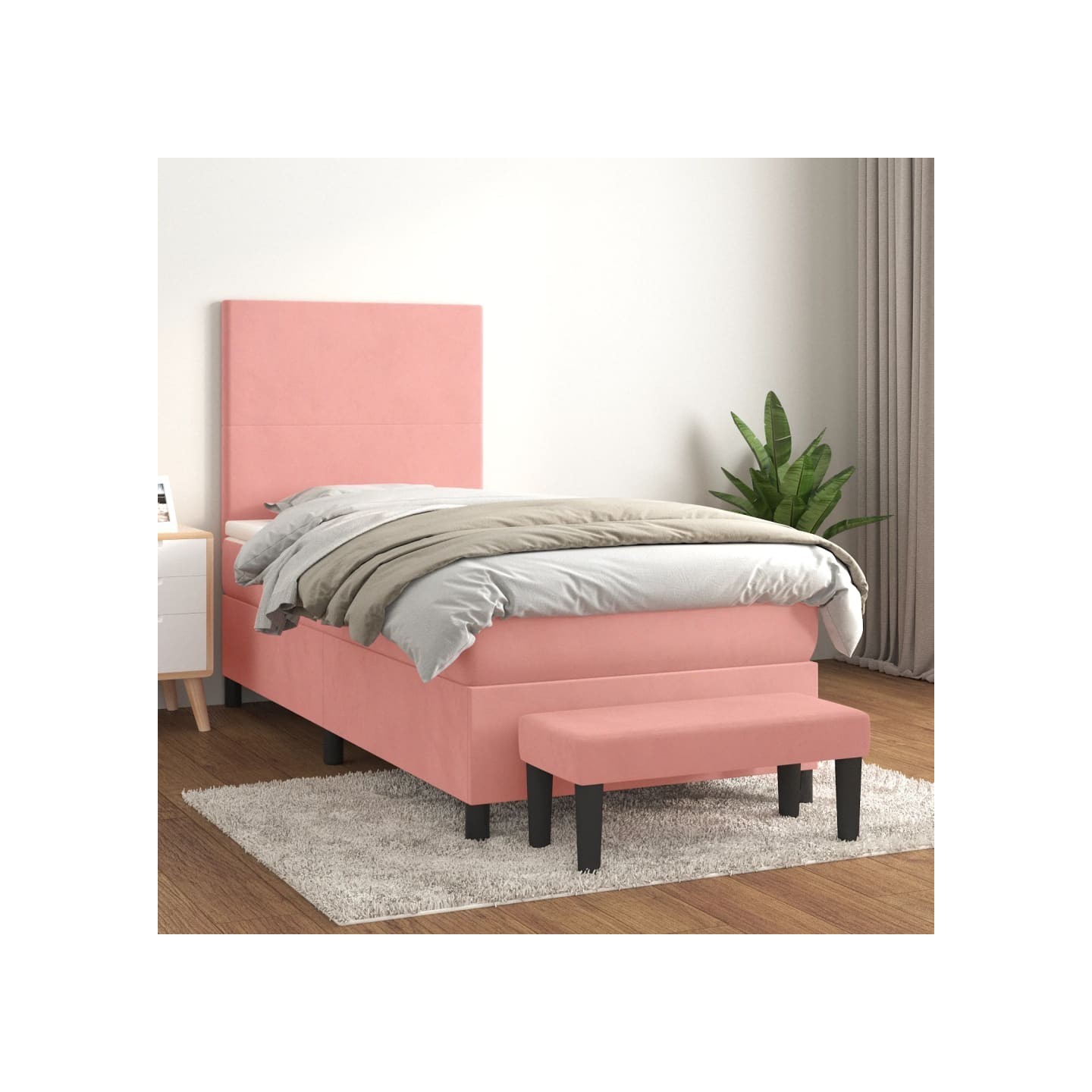 Sommier à lattes de lit avec matelas Rose 90x200 cm Velours