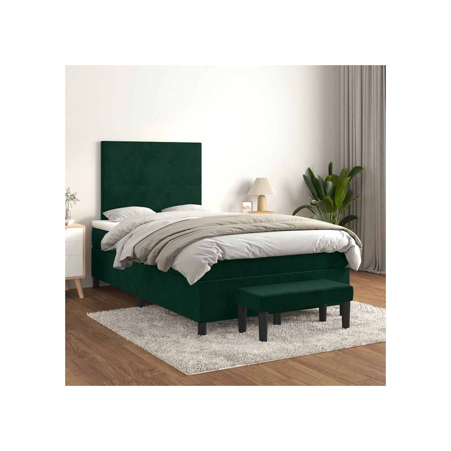 Sommier à lattes de lit et matelas Vert foncé 120x200cm Velours