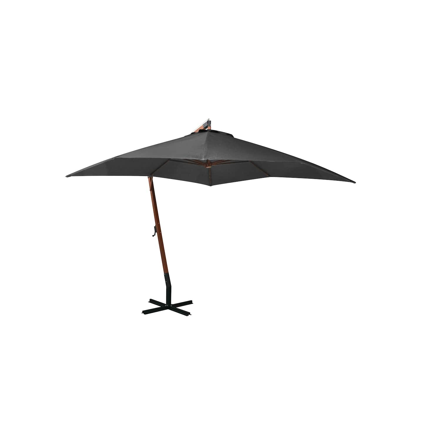 Parasol de jardin suspendu avec mât Anthracite bois de sapin