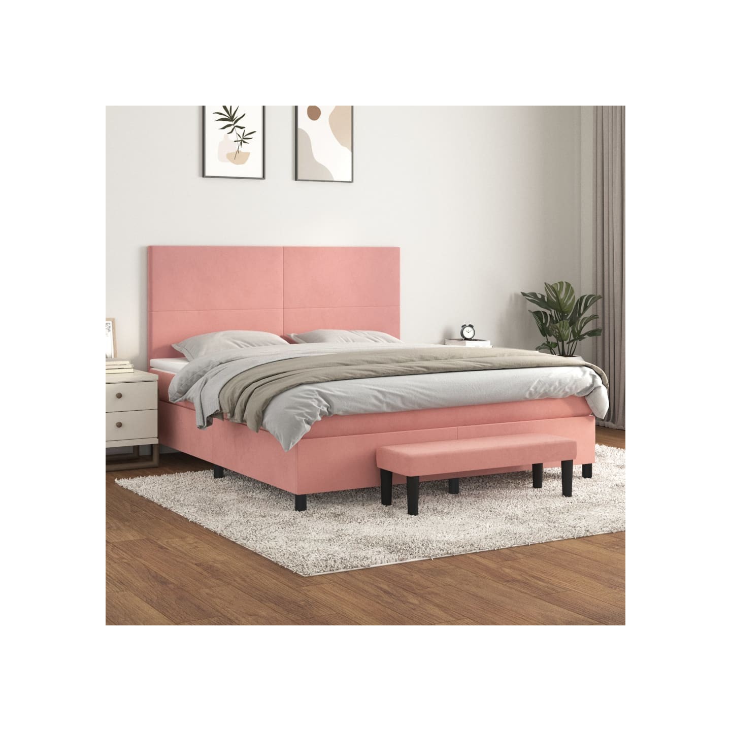 Sommier à lattes de lit avec matelas Rose 160x200 cm Velours